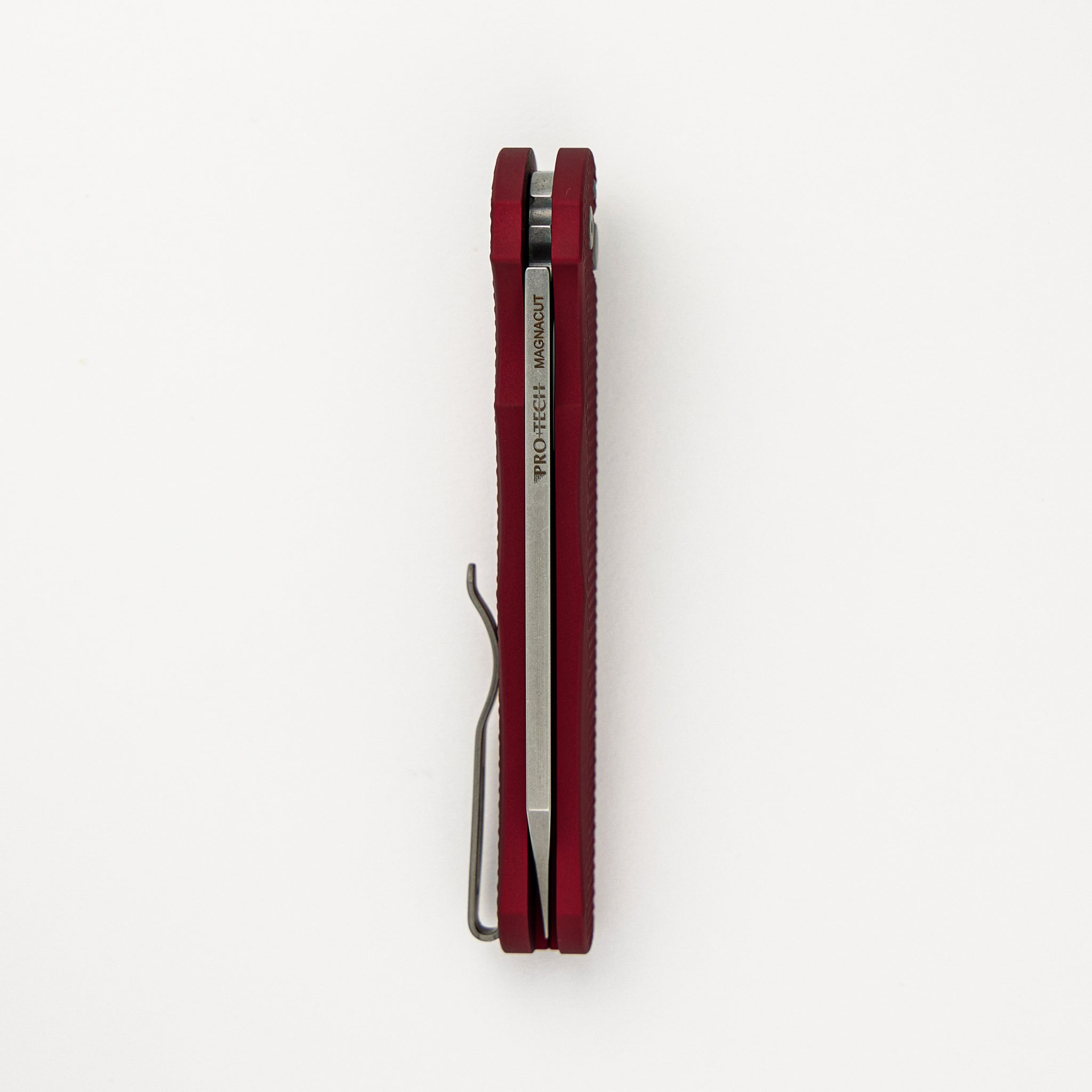 Malibu Flipper - Red Textured Handle - Stonewash Reverse Tanto MagnaCut Blade - 5405-RED