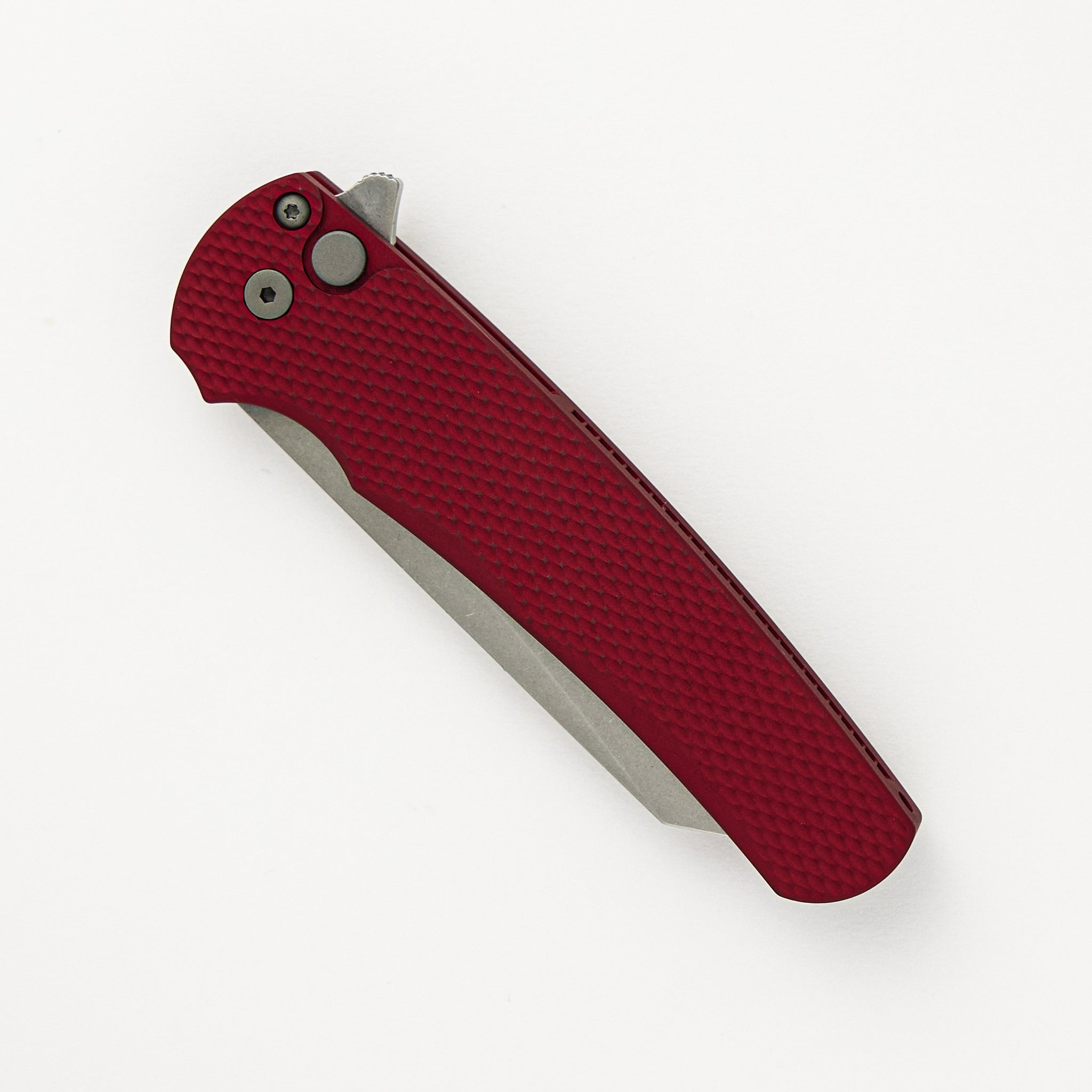 Malibu Flipper - Red Textured Handle - Stonewash Reverse Tanto MagnaCut Blade - 5405-RED
