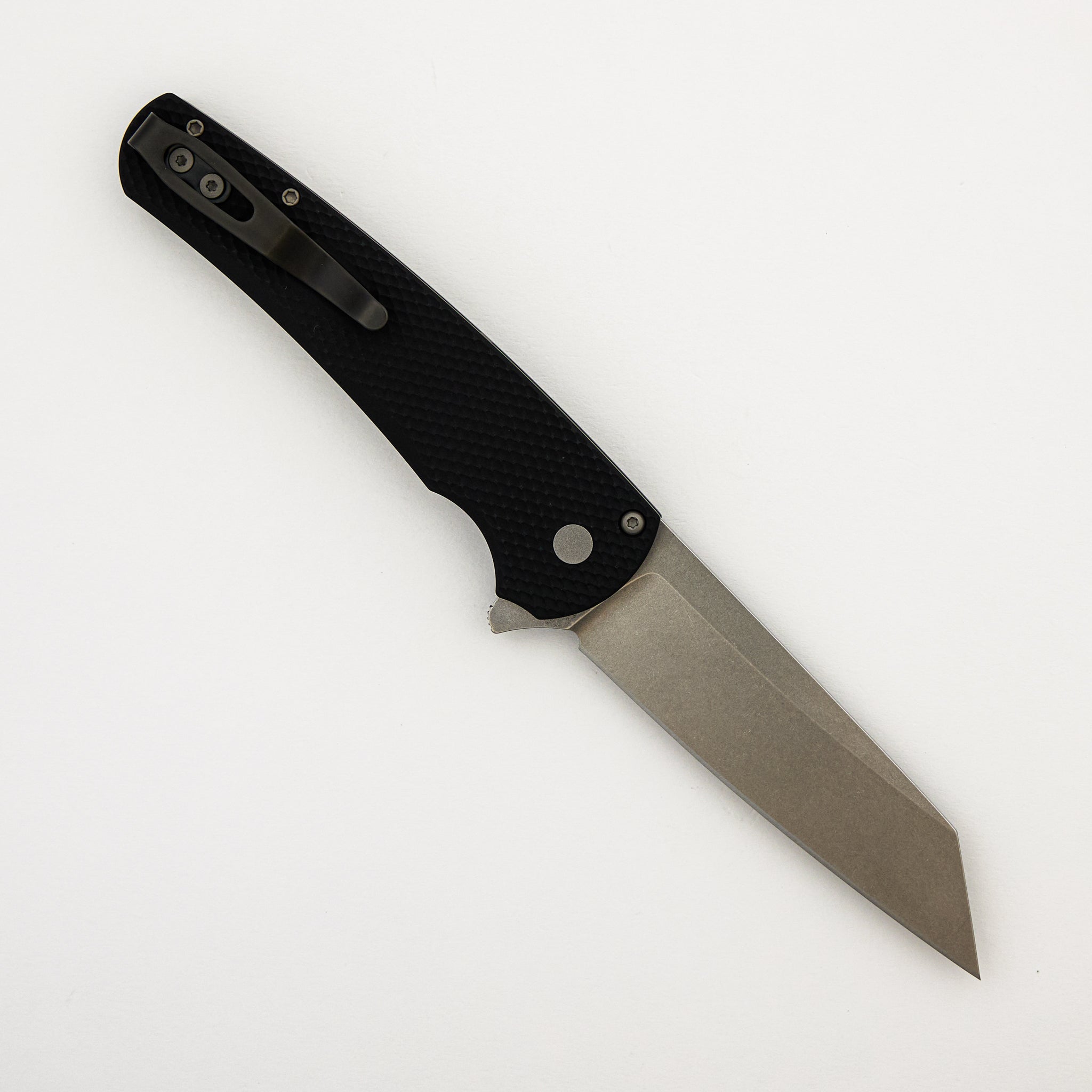 Malibu Flipper - Black Textured Handle - Stonewash Reverse Tanto MagnaCut Blade - 5405