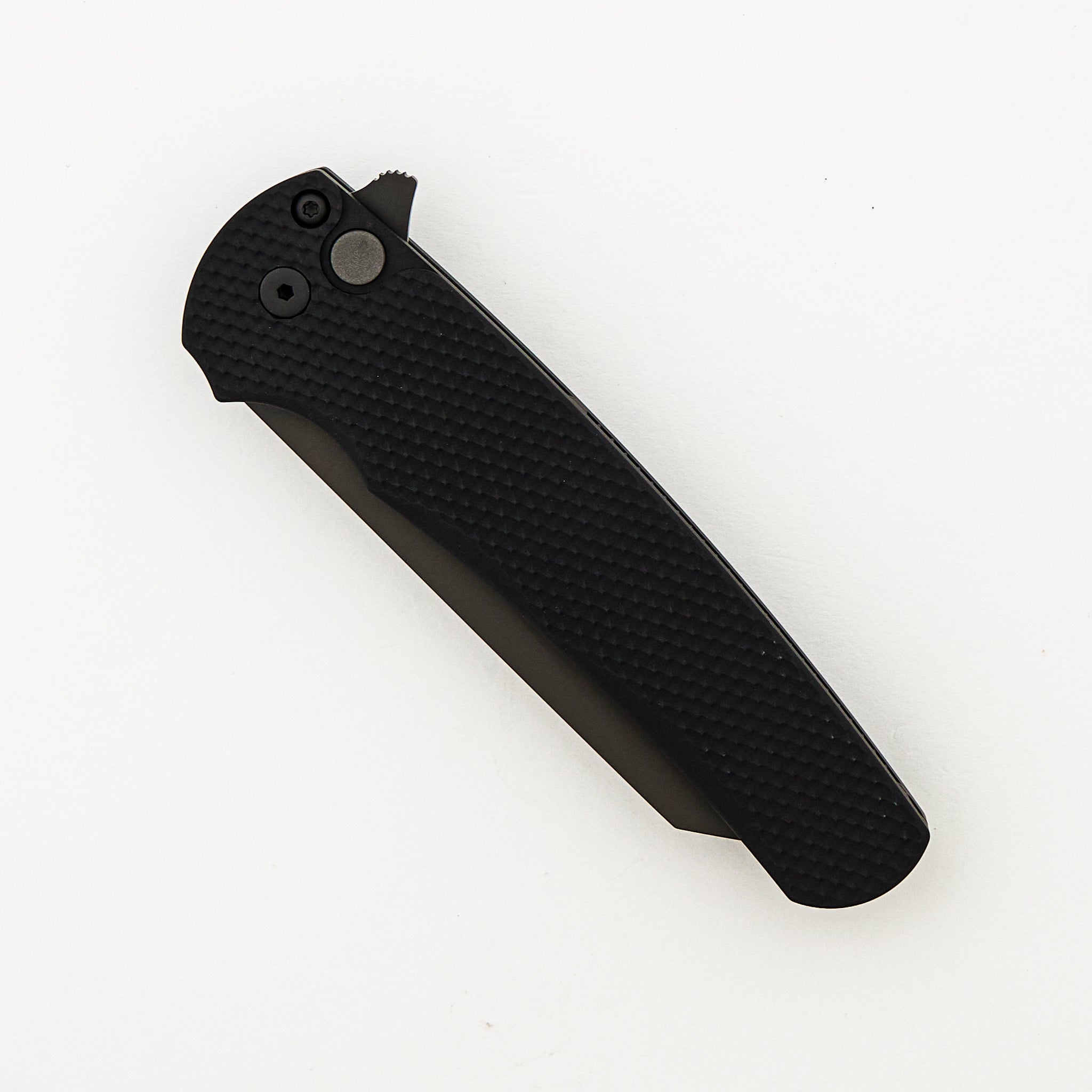 Malibu Flipper - Black Textured Aluminum Handle - DLC Black Reverse Tanto MagnaCut Blade