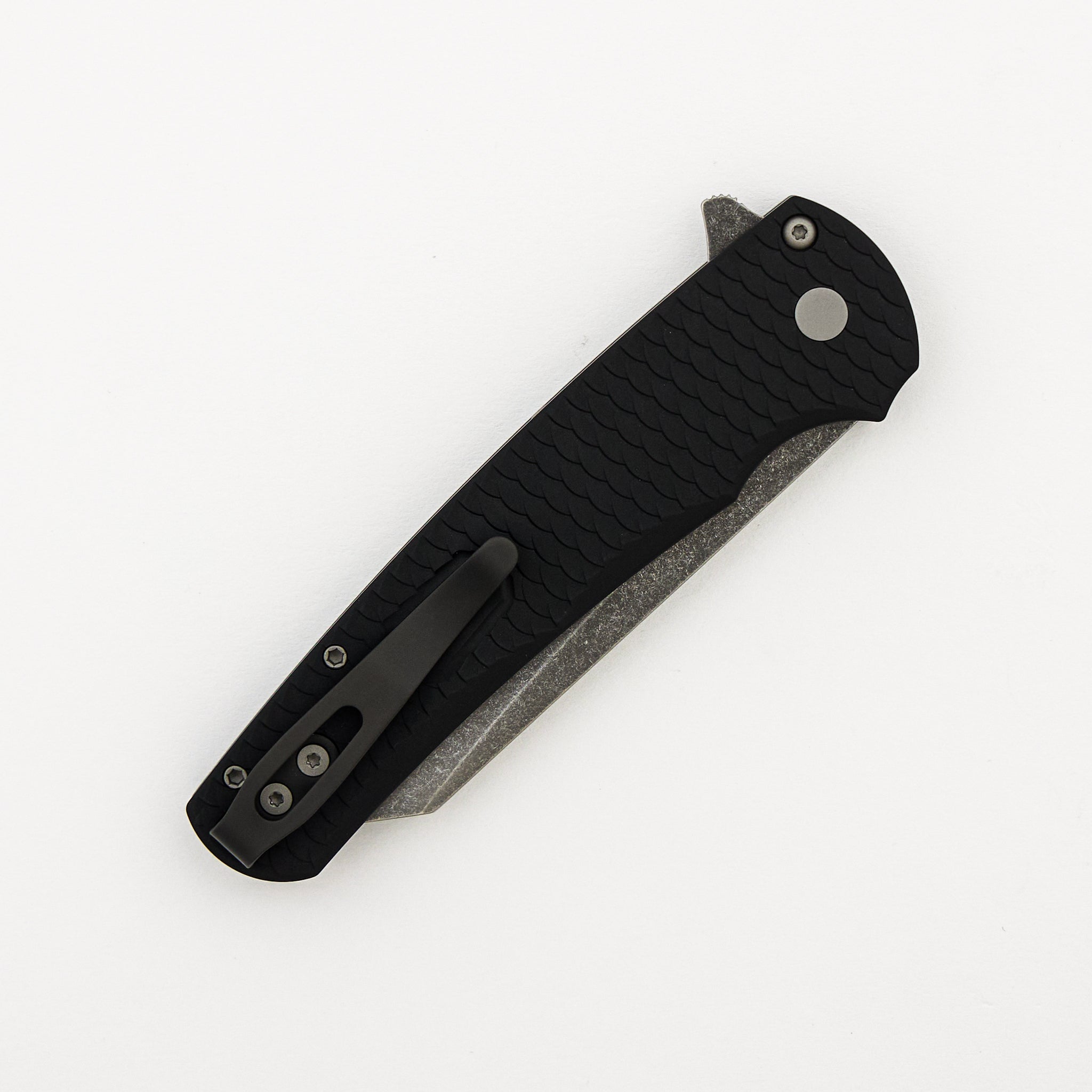 Malibu Flipper - 5435-AW - Black Dragon Scale Textured Handle - Acid Washed MagnaCut Reverse Tanto Blade