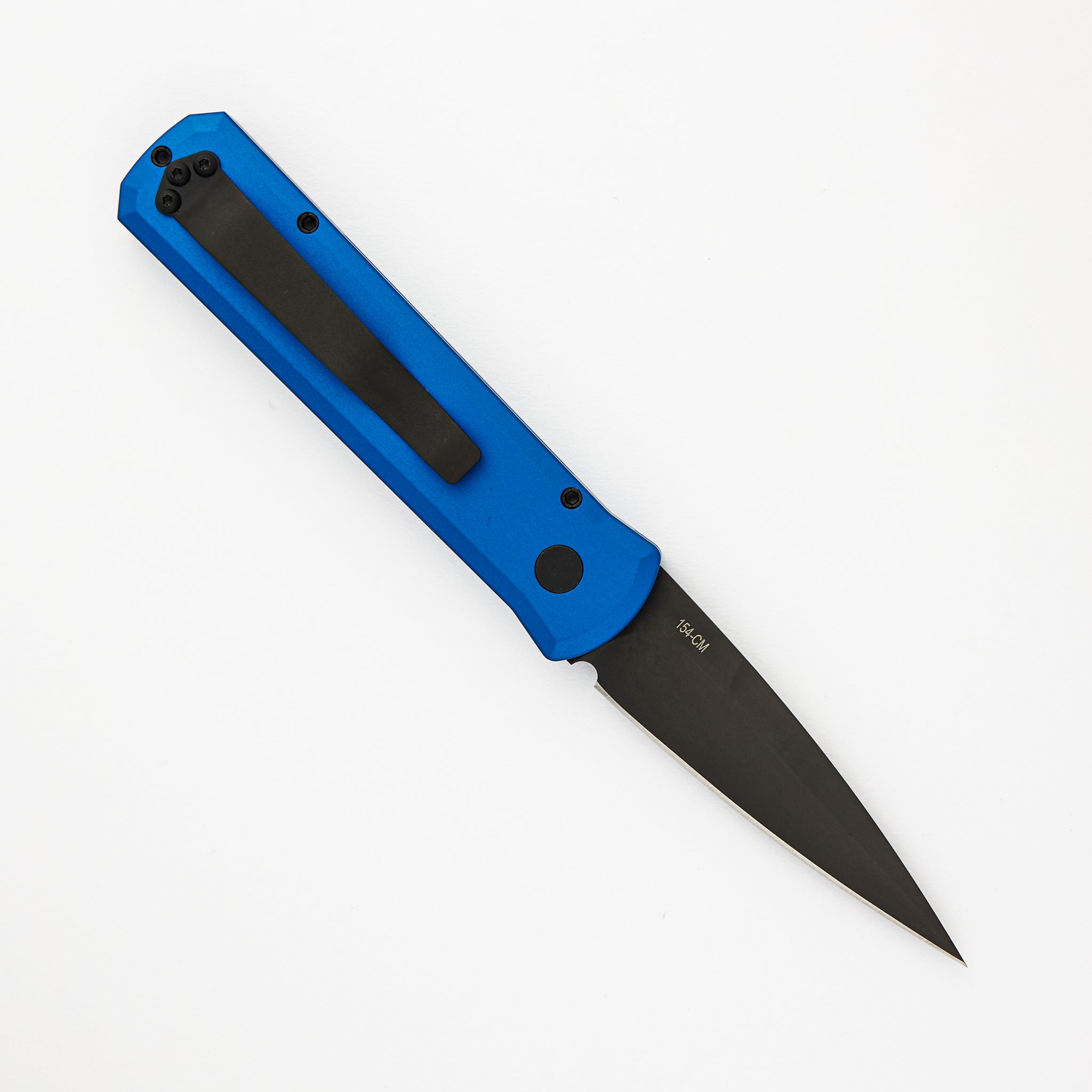 Pro-Tech Knives Godson – Dark Blue Handle – Black 154CM Blade 721-BLUE