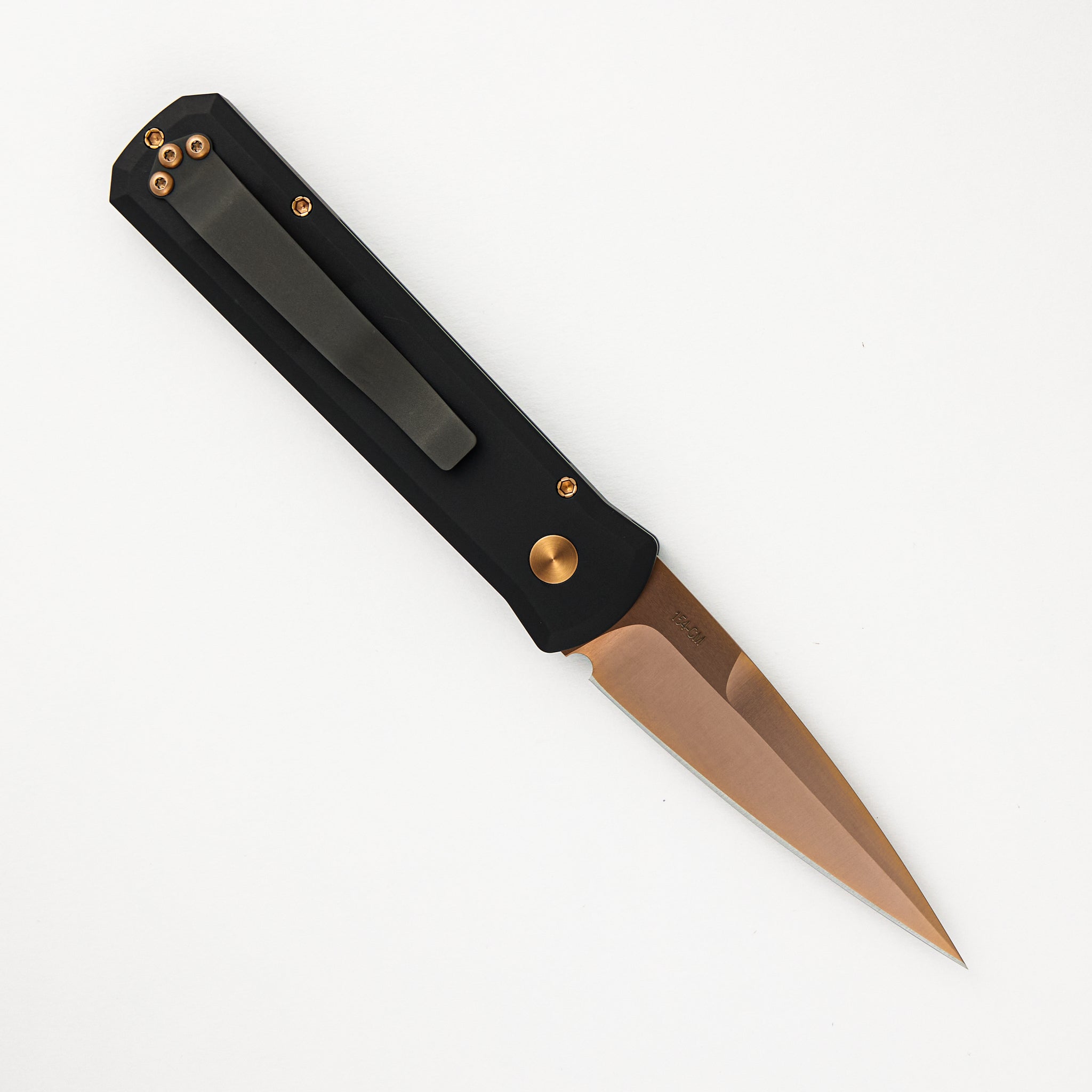 Godson – Solid Black Handle – Rose Gold 154CM Blade 721-RG