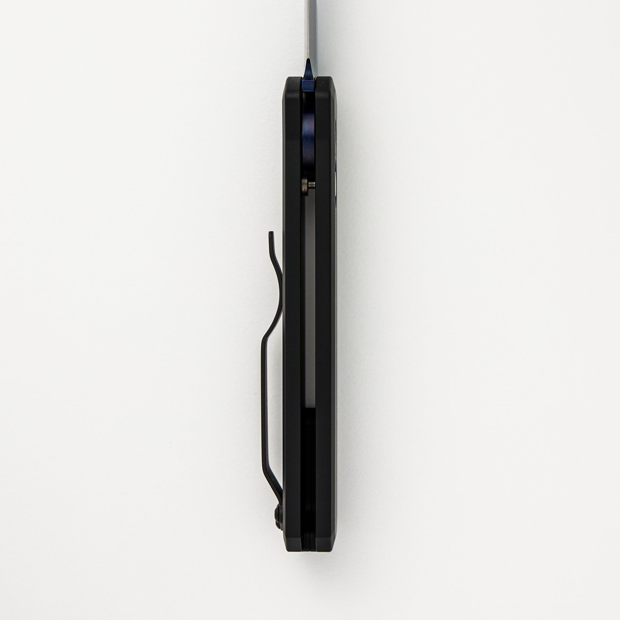 Godson – Solid Black Handle – Satin Sapphire Blue Blade – Abalone Button – All Black Hardware 721-SB