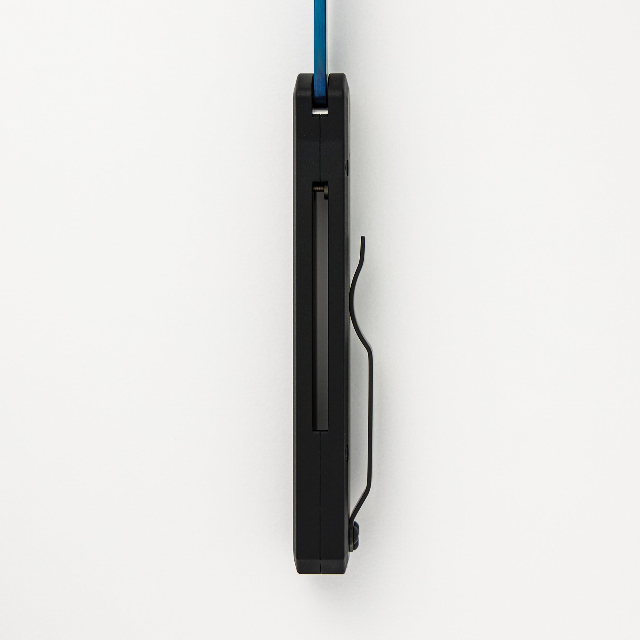 Godson – Solid Black Handle – Satin Sapphire Blue Blade – Abalone Button – All Black Hardware 721-SB