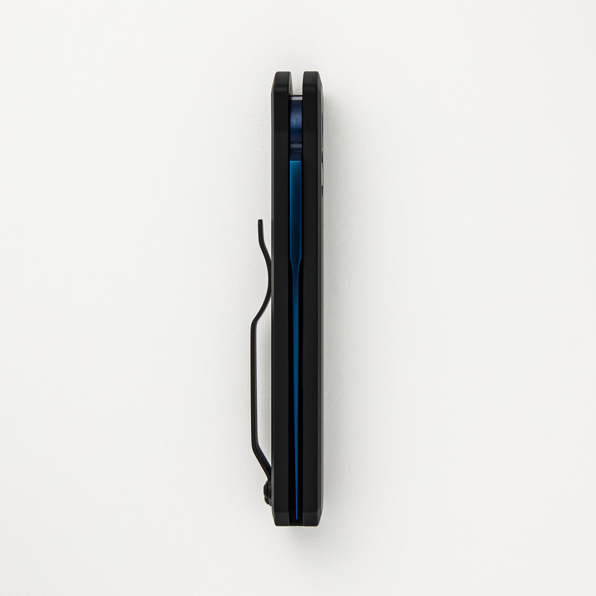 Godson – Solid Black Handle – Satin Sapphire Blue Blade – Abalone Button – All Black Hardware 721-SB