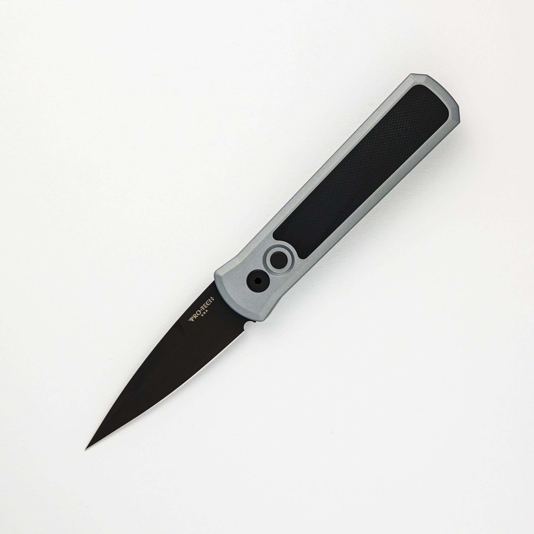 Godson – Grey Handle – Single Black G10 Inlay – DLC Black Blade – 756