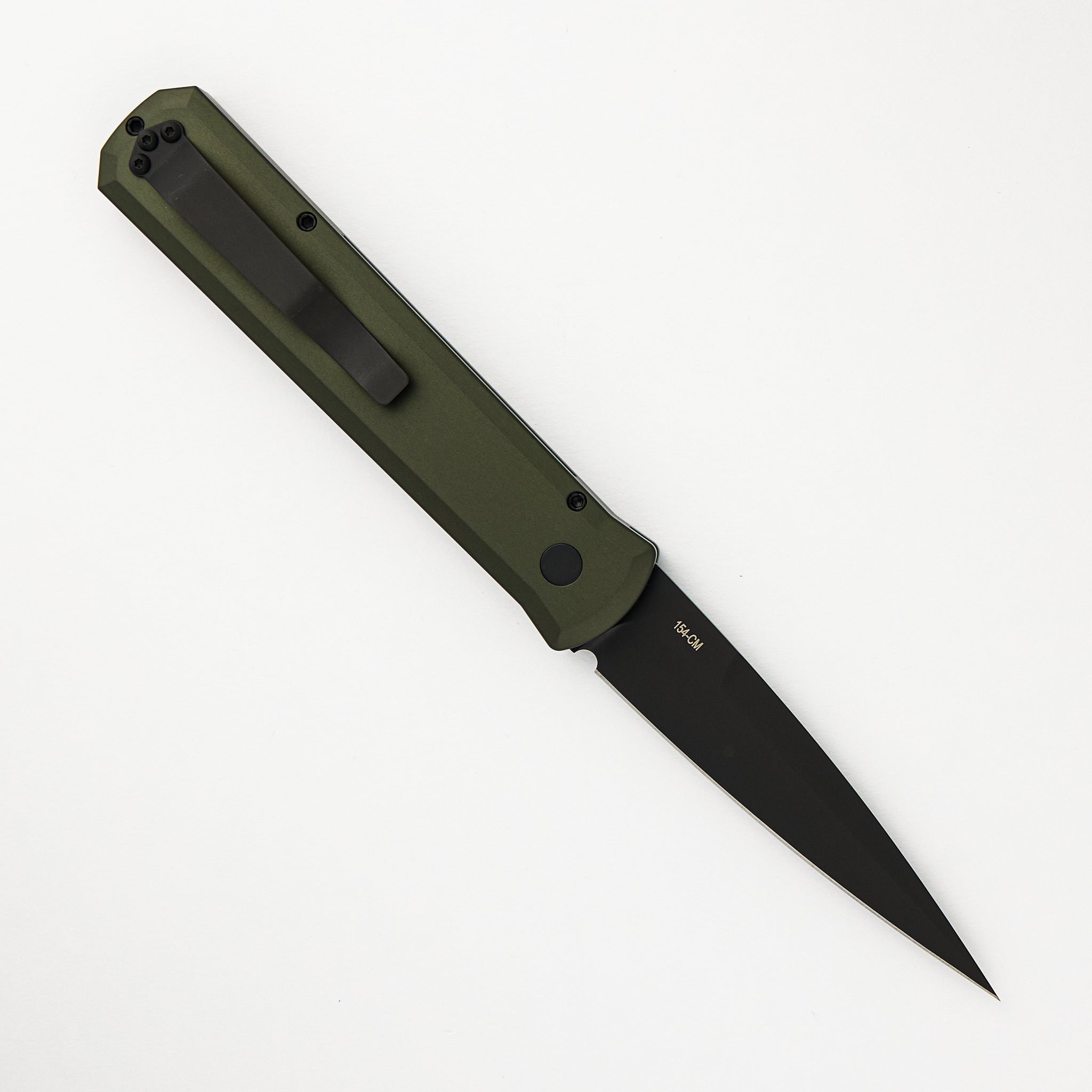 GODFATHER – Solid Green Handle – DLC Black Blade - Black Push Button 921-GREEN