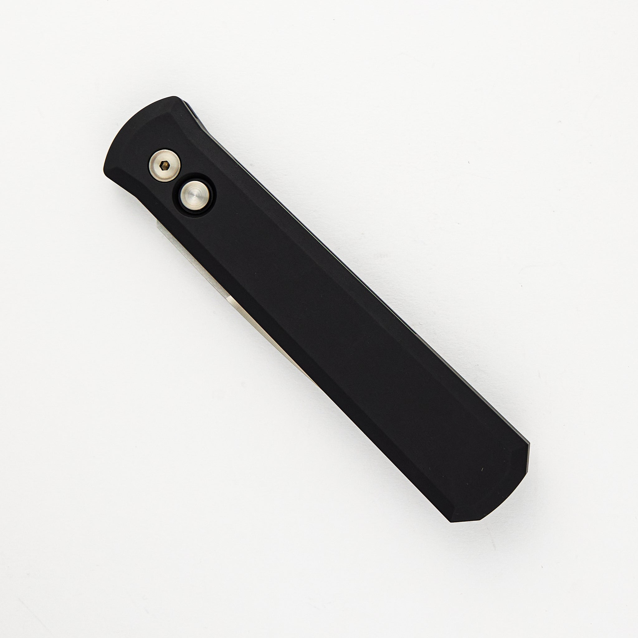 GODFATHER – Solid Black Handle – Satin 154CM Plain Edge Blade 921-Satin