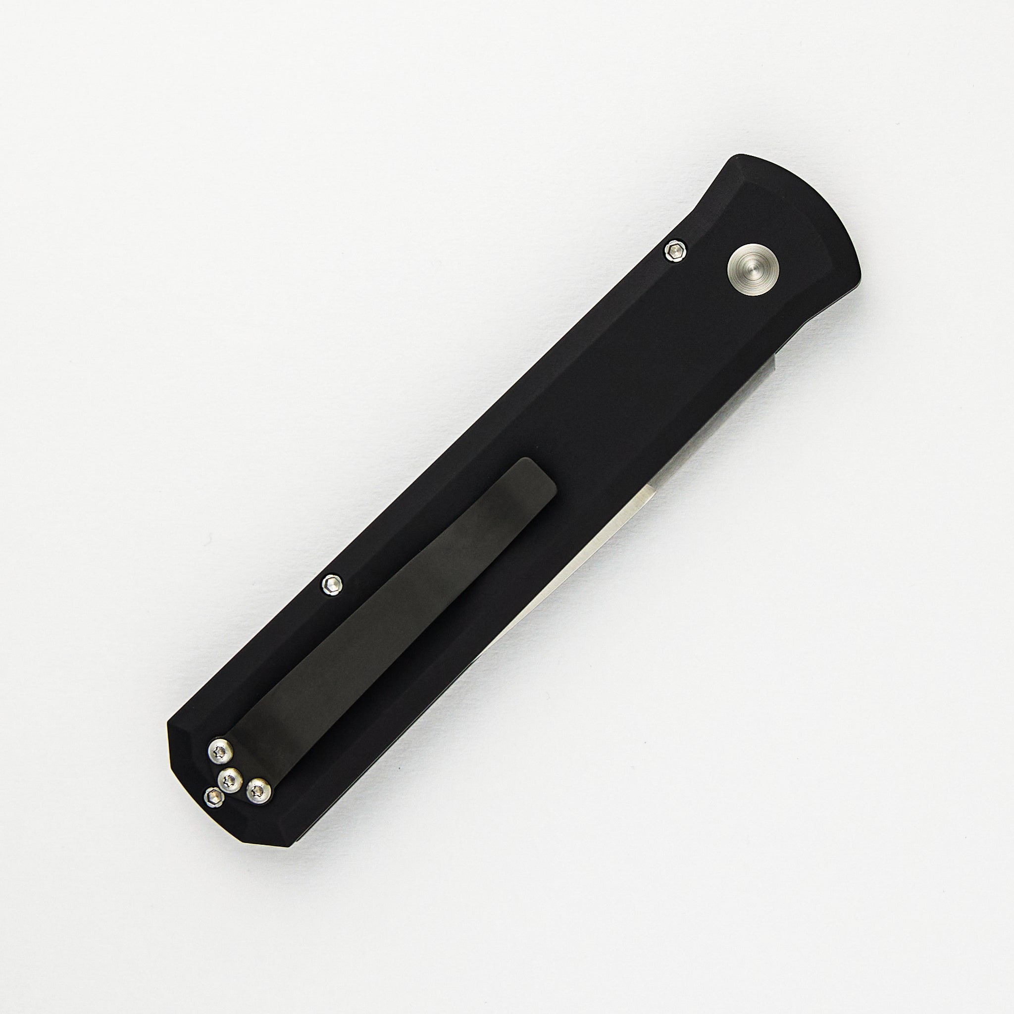 GODFATHER – Solid Black Handle – Satin 154CM Plain Edge Blade 921-Satin