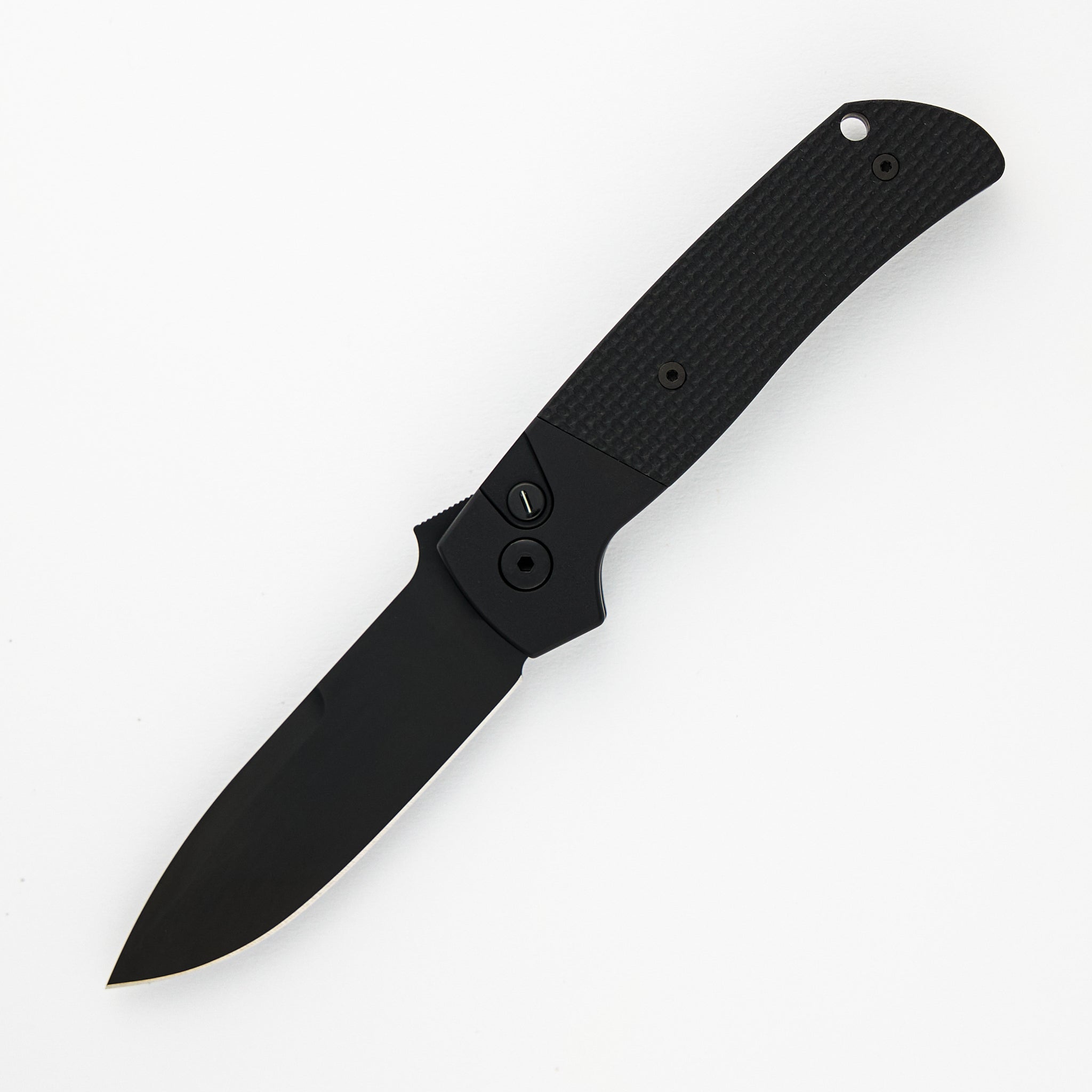 Terzuola ATCF Auto – Black Handle – Textured Black G10 Inalys – Tritium Button – DLC Black MagnaCut Blade