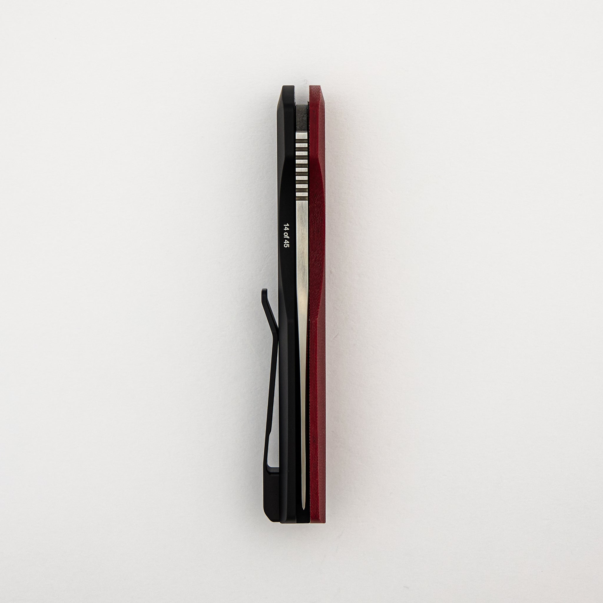 Synapse - CCKSF25.Vero.1 - Red Linen Micarta Lid W/ Black Aluminum Back - Machine Satin MagnaCut Blade (Vero Design)