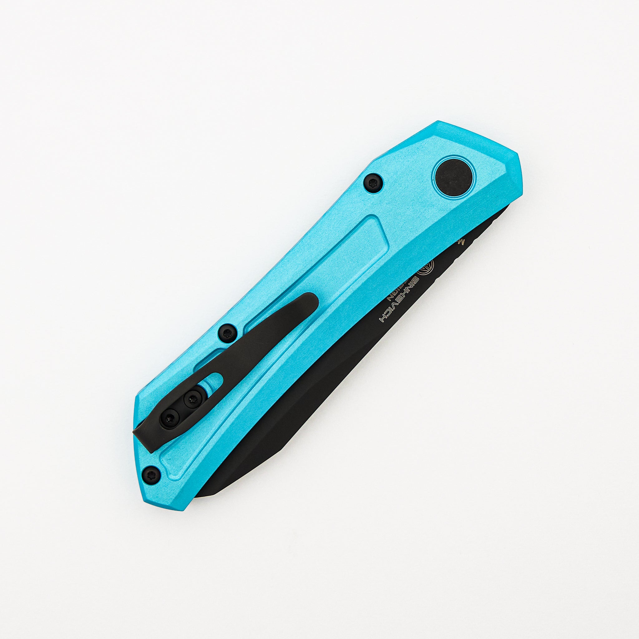 Oligarch - Solid T. Blue Aluminum Handle - DLC Black MagnaCut Blade DS103-T.Blue (Sinkevich Design)