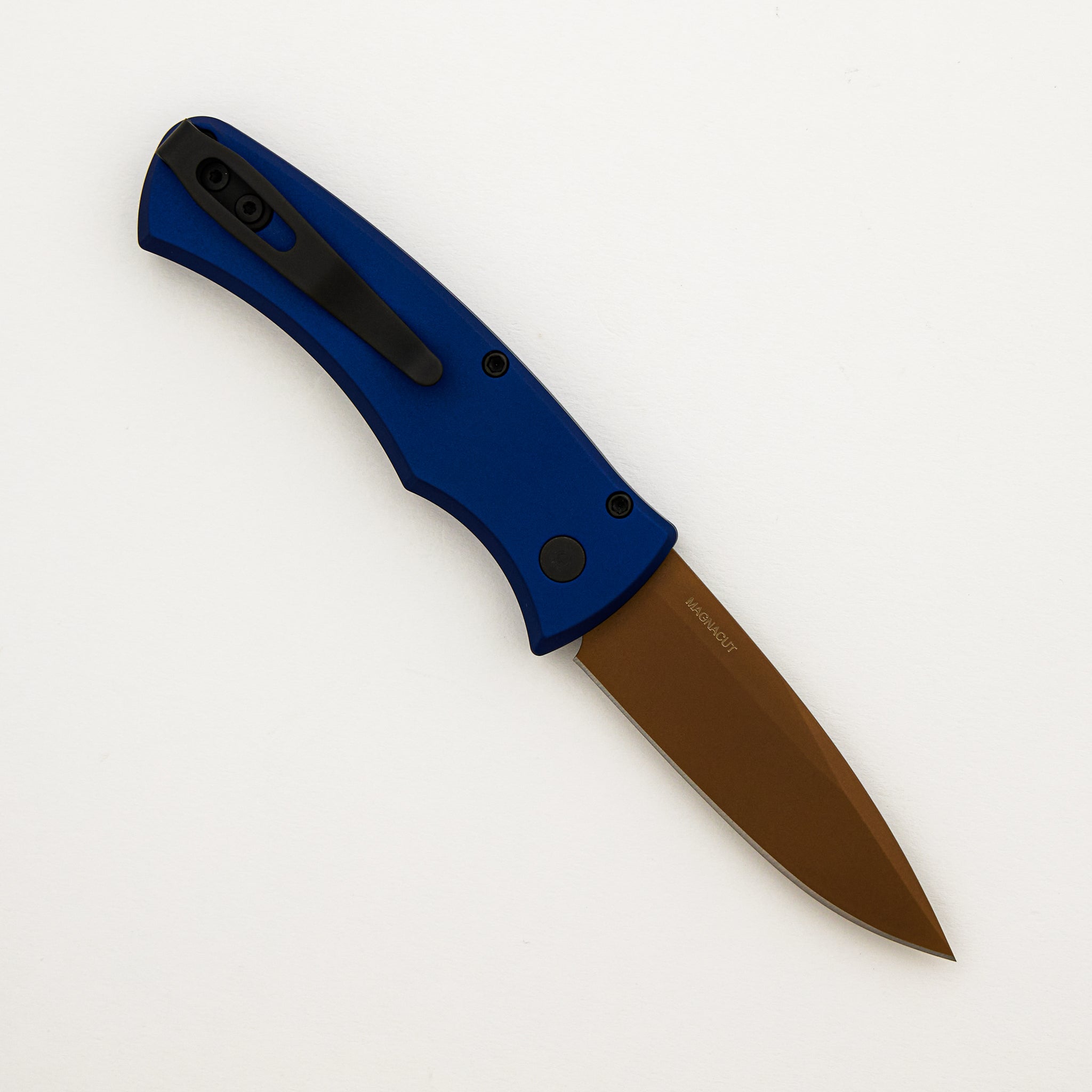 Duke 2 - DUKE2103-LTD HERITAGE - Navy Blue Anluminum Handle - FDE PVD MagnaCut Blade - Black Lip Pearl Button