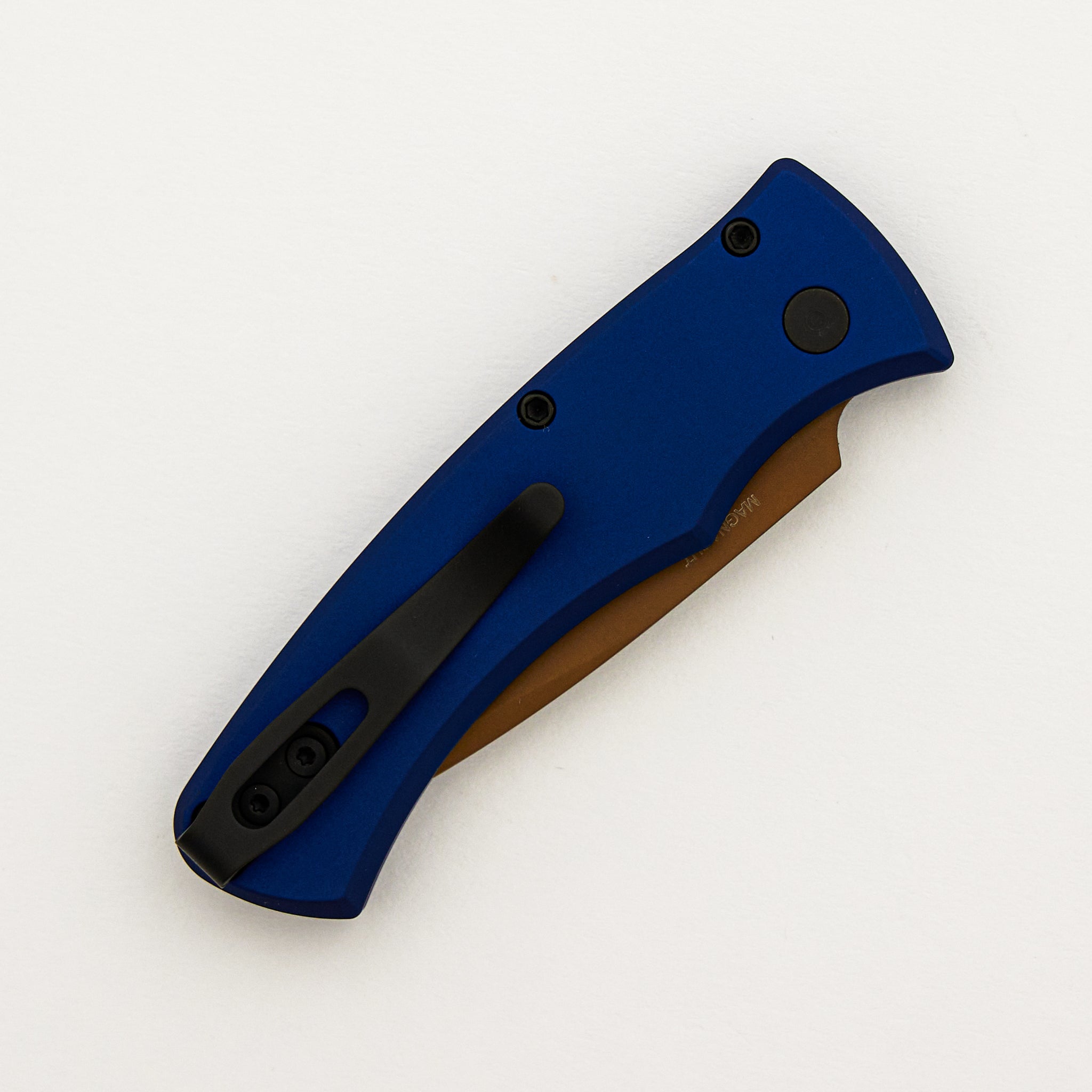 Duke 2 - DUKE2103-LTD HERITAGE - Navy Blue Anluminum Handle - FDE PVD MagnaCut Blade - Black Lip Pearl Button