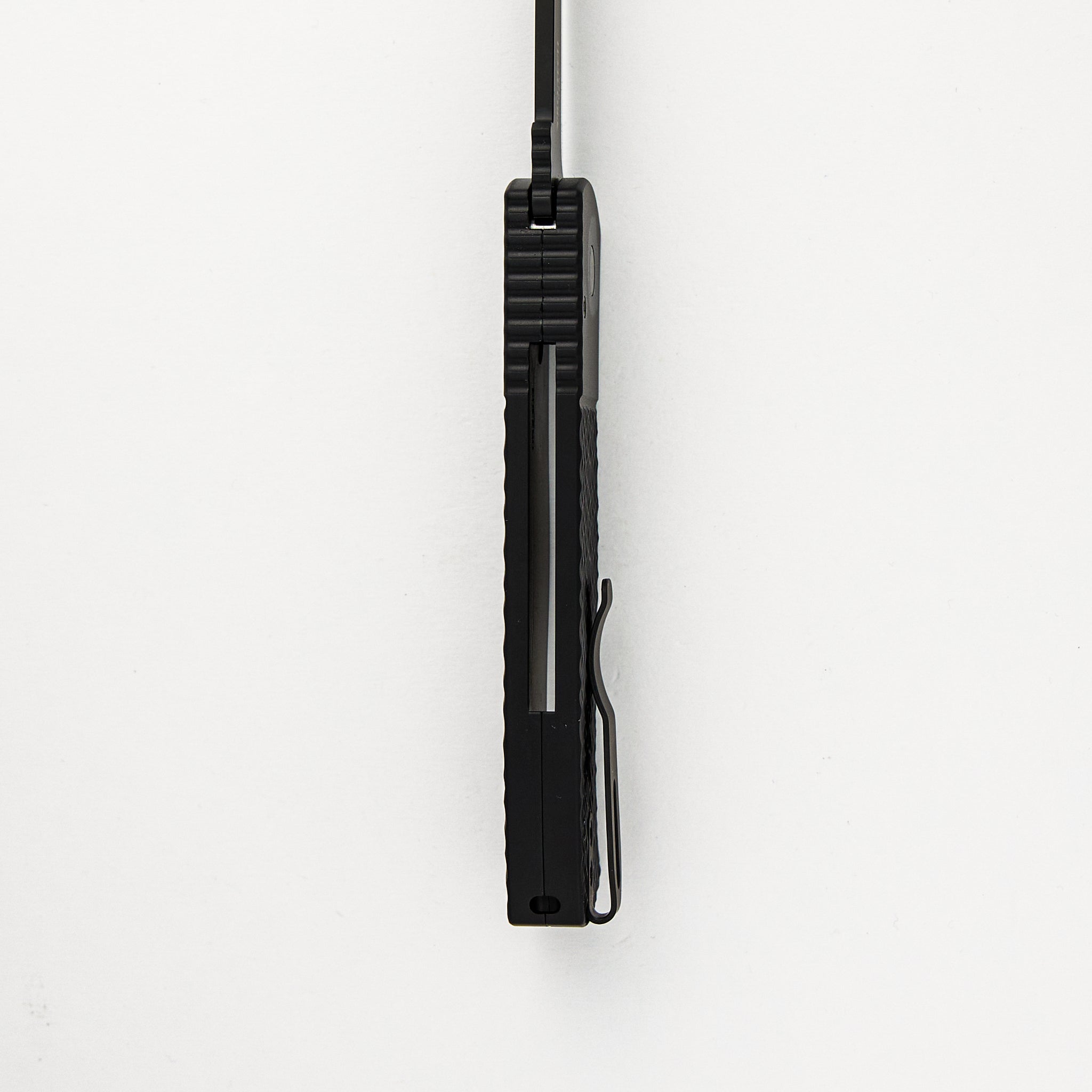 CQC7 Auto - Jigged Textured Black Handle - Black DLC 20CV Spear Point Blade E7A06-20CV (Emerson Design)