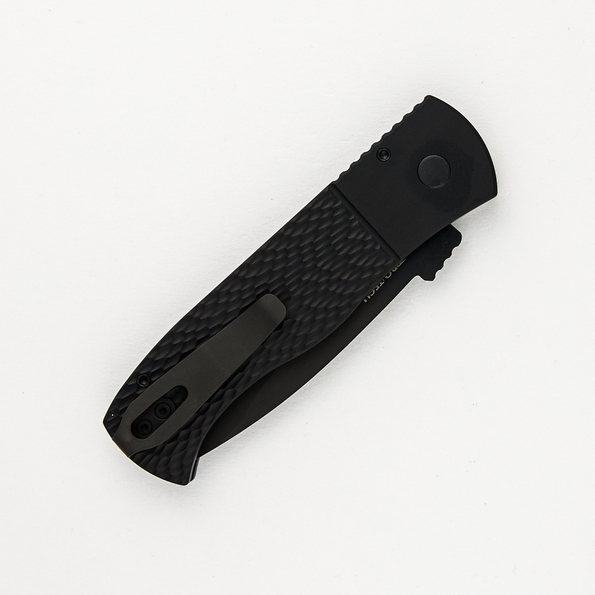 CQC7 Auto - Jigged Textured Black Handle - Black DLC 20CV Spear Point Blade E7A06-20CV (Emerson Design)