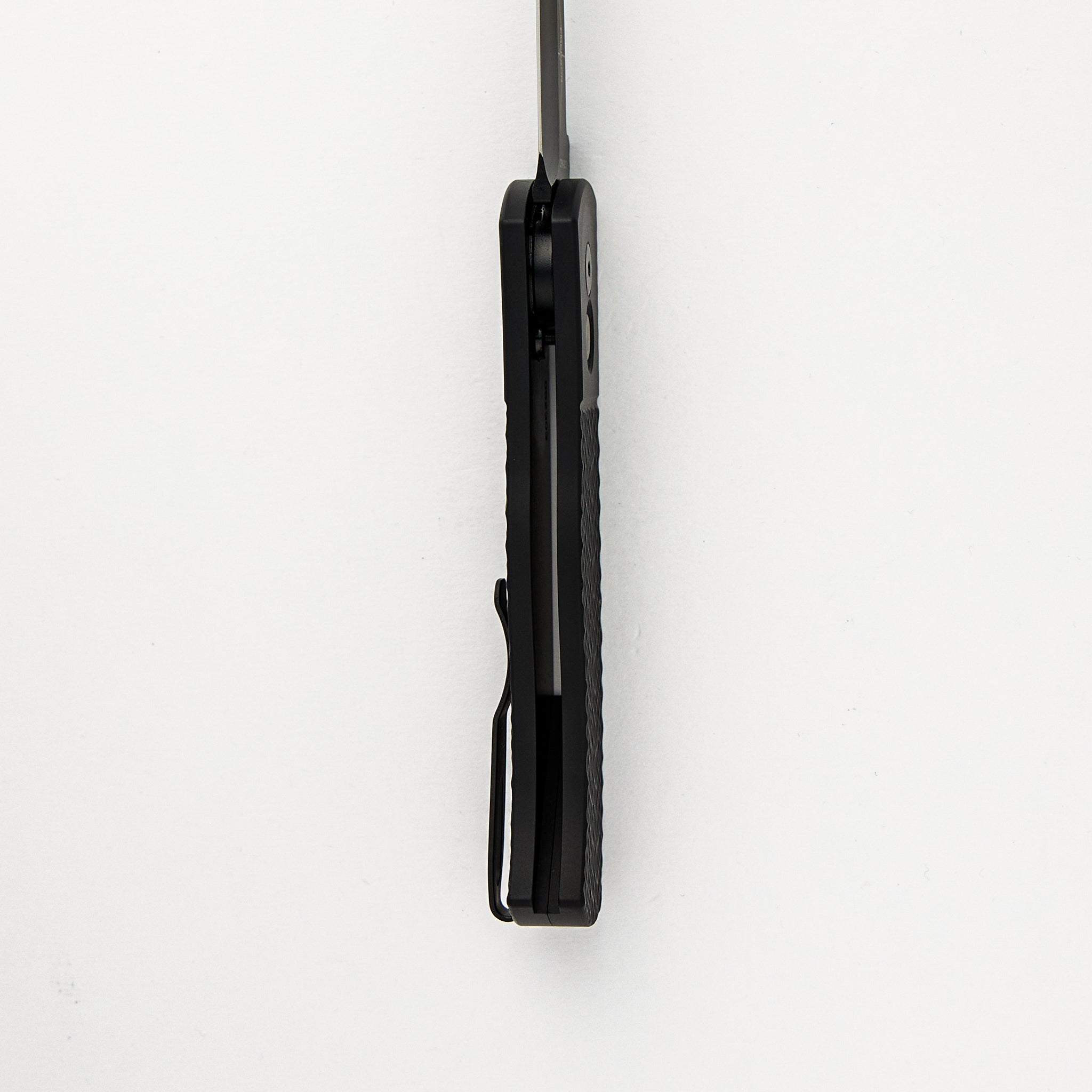 CQC7 Auto - Jigged Textured Black Handle - Black DLC 20CV Spear Point Blade E7A06-20CV (Emerson Design)