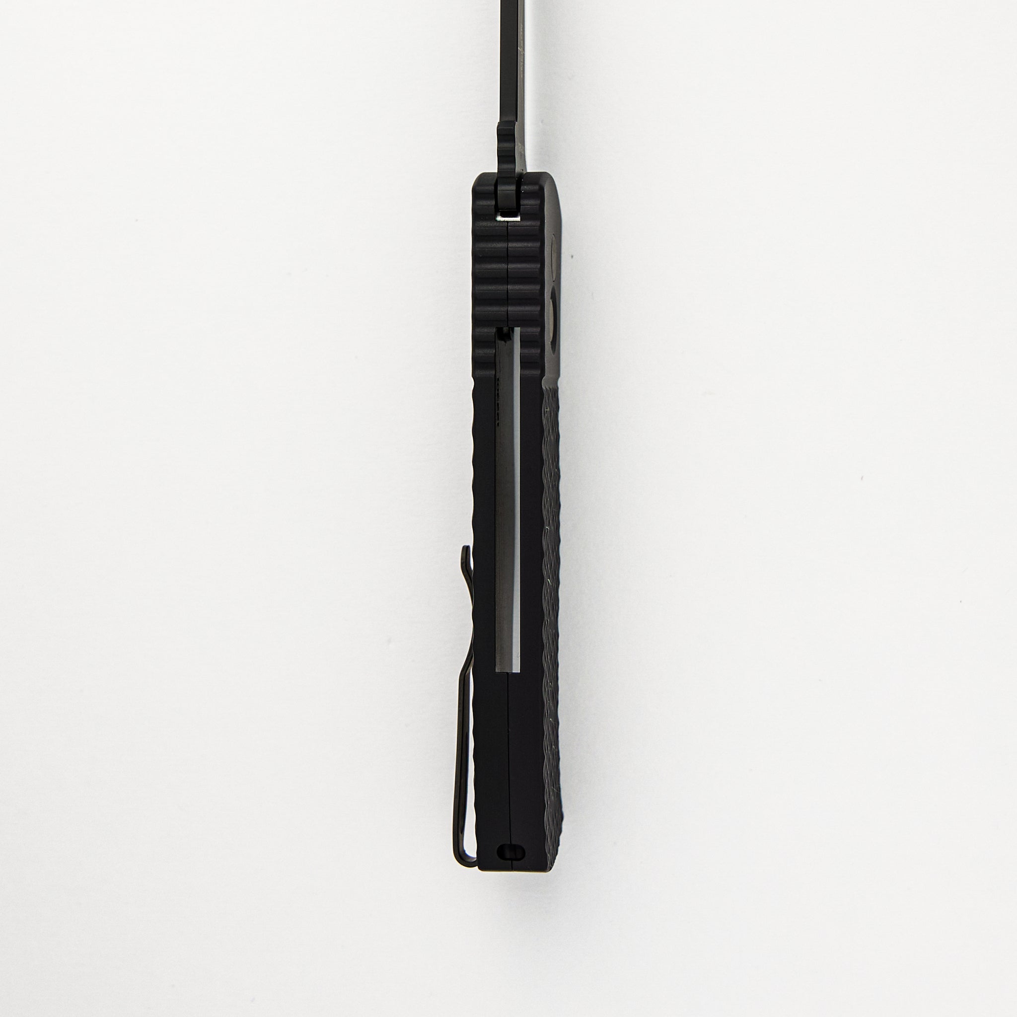 CQC7 Auto E7A06-LH-20CV - Left Handed, Black Textured Handle, DLC Black Spear Point 20CV Blade (Emerson Design)