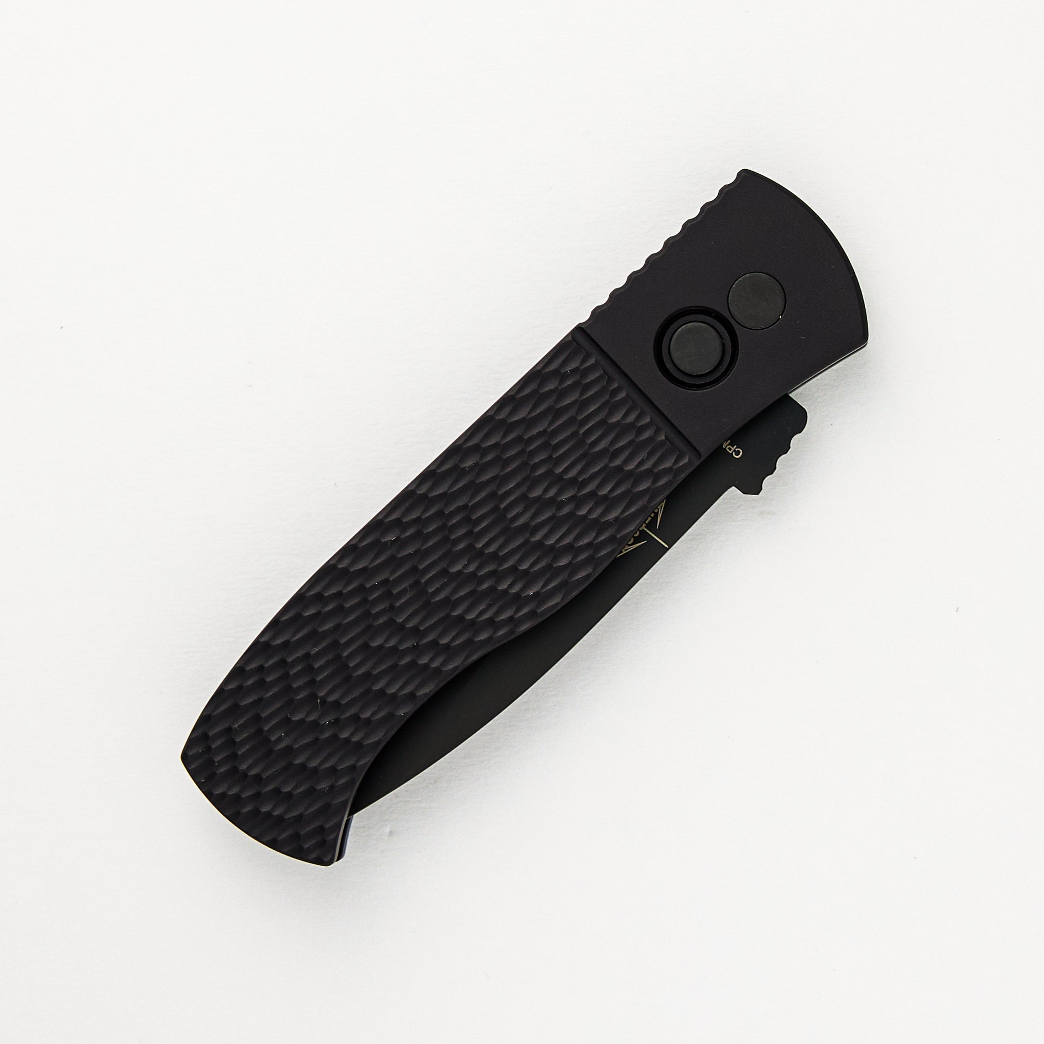 CQC7 Auto E7A06-LH-20CV - Left Handed, Black Textured Handle, DLC Black Spear Point 20CV Blade (Emerson Design)
