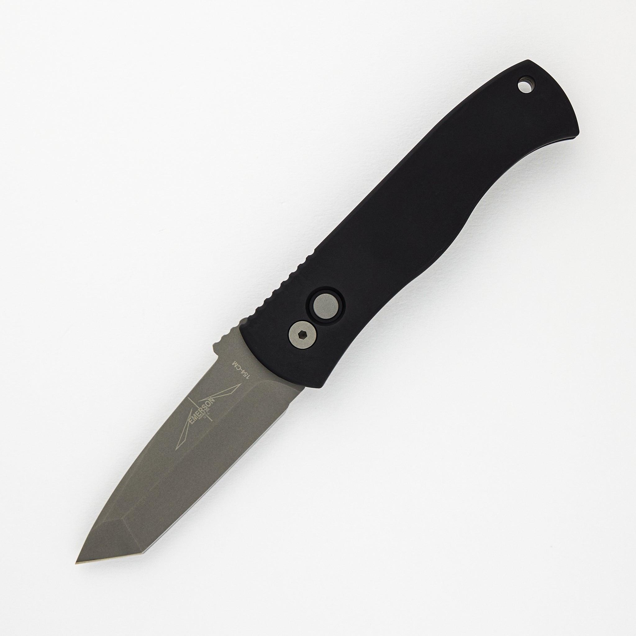 Emerson CQC7 Tanto Auto – Black Handle – Blasted 154CM Blade E7T01