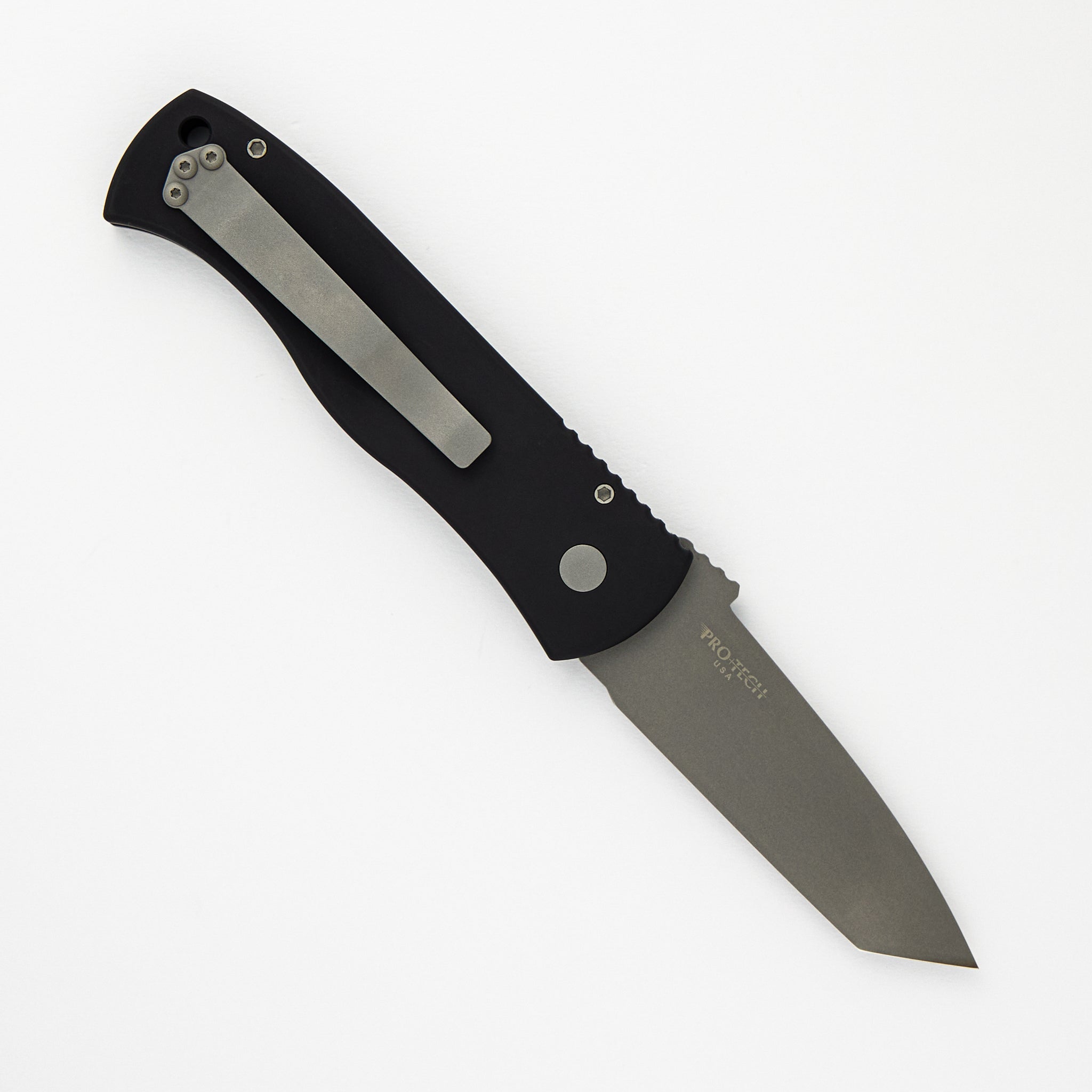 Emerson CQC7 Tanto Auto – Black Handle – Blasted 154CM Blade E7T01
