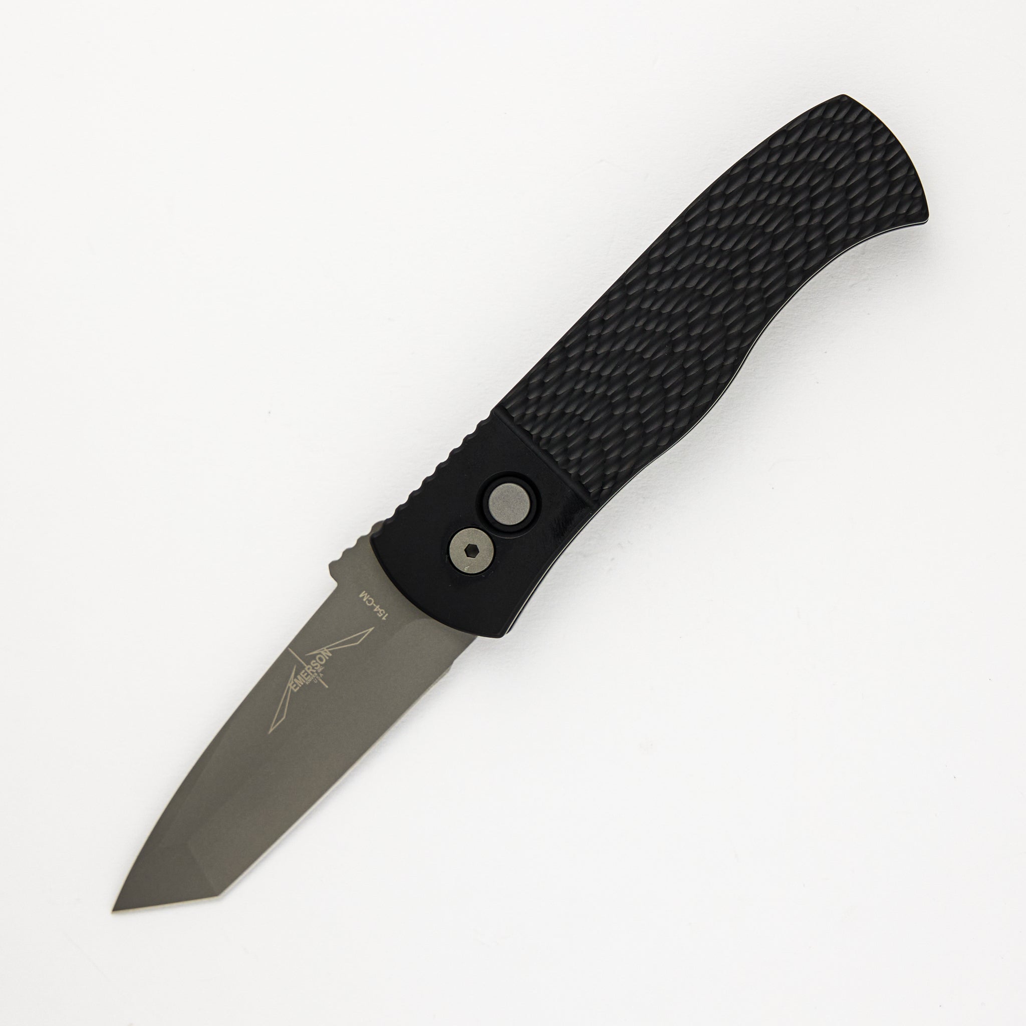 CQC7 Auto – Black Textured Handle – Blasted Tanto Blade – E7T05 (Emerson Design)