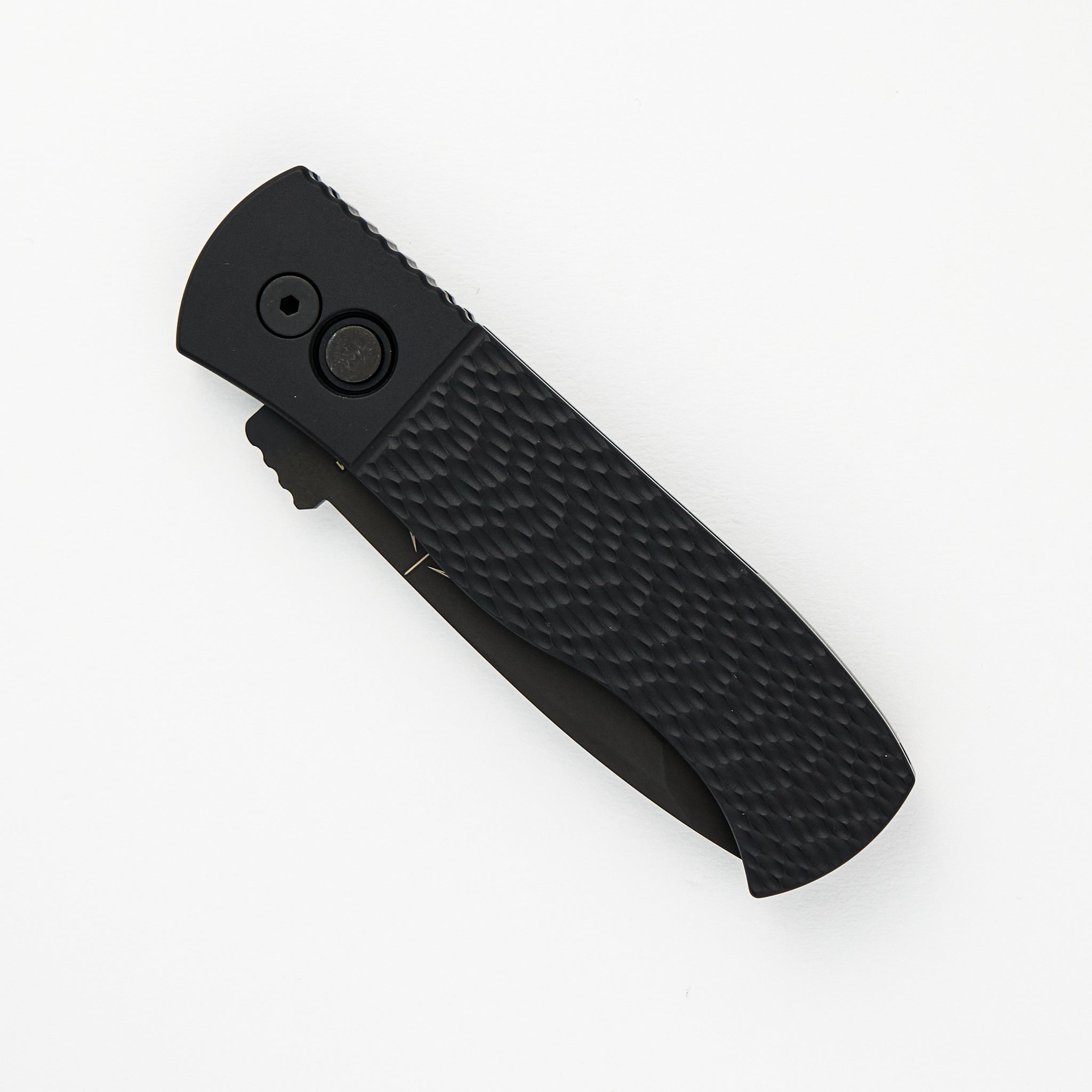 CQC7 Auto - Jigged Textured Black Handle - Black DLC 154cm Tanto Blade E7T06 (Emerson Design)