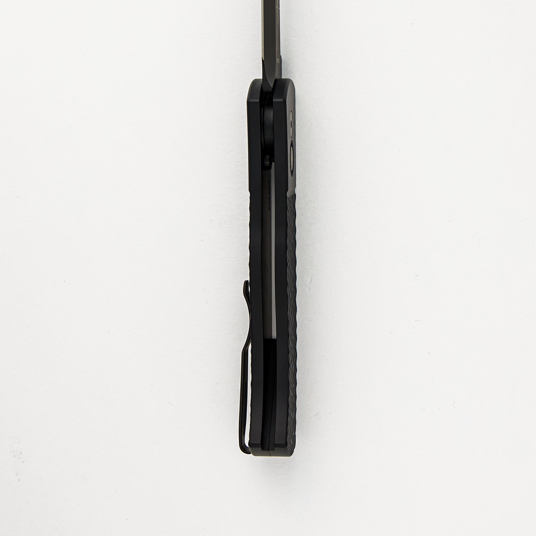 CQC7 Auto - Jigged Textured Black Handle - Black DLC 154cm Tanto Blade E7T06 (Emerson Design)