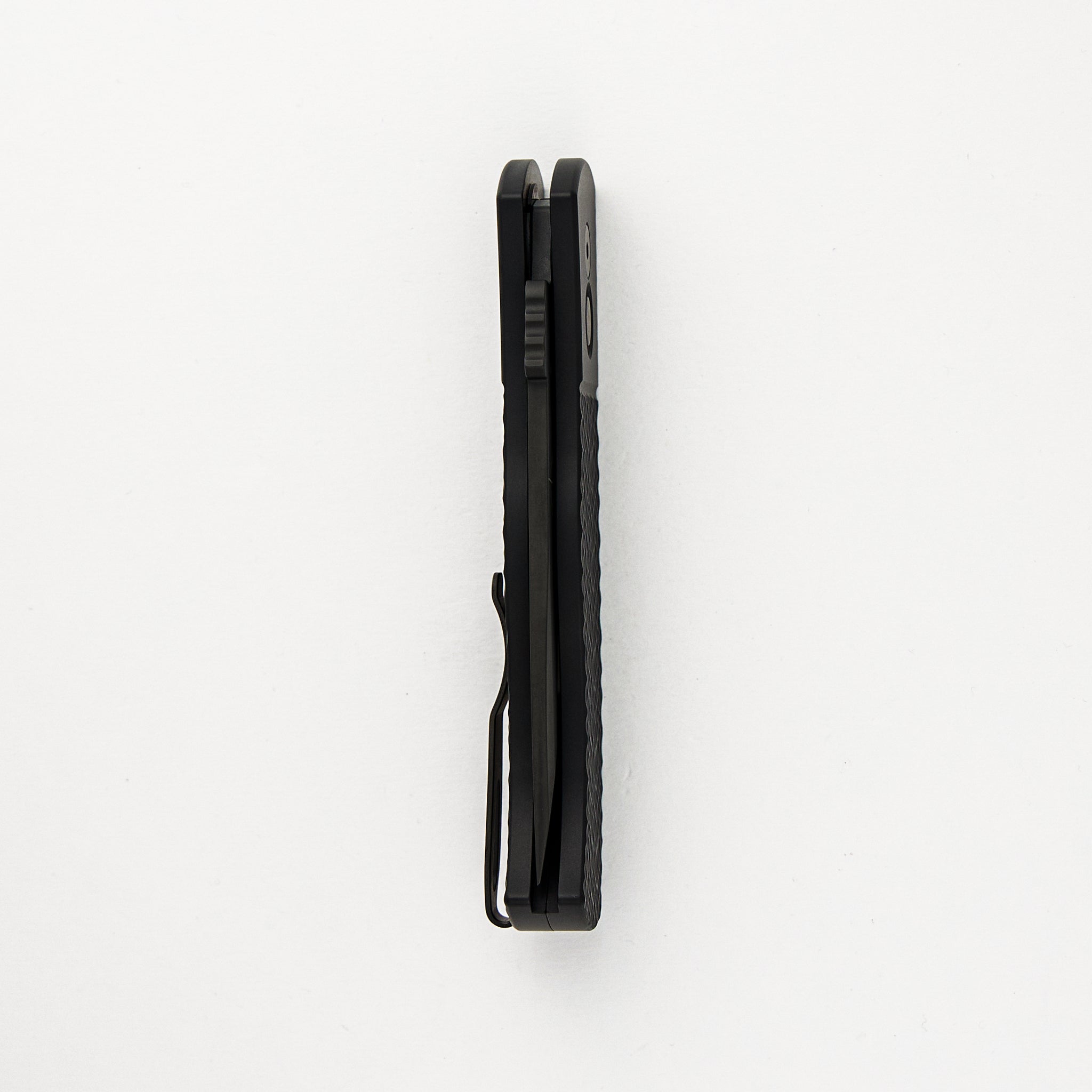 CQC7 Auto - Jigged Textured Black Handle - Black DLC 154cm Tanto Blade E7T06 (Emerson Design)