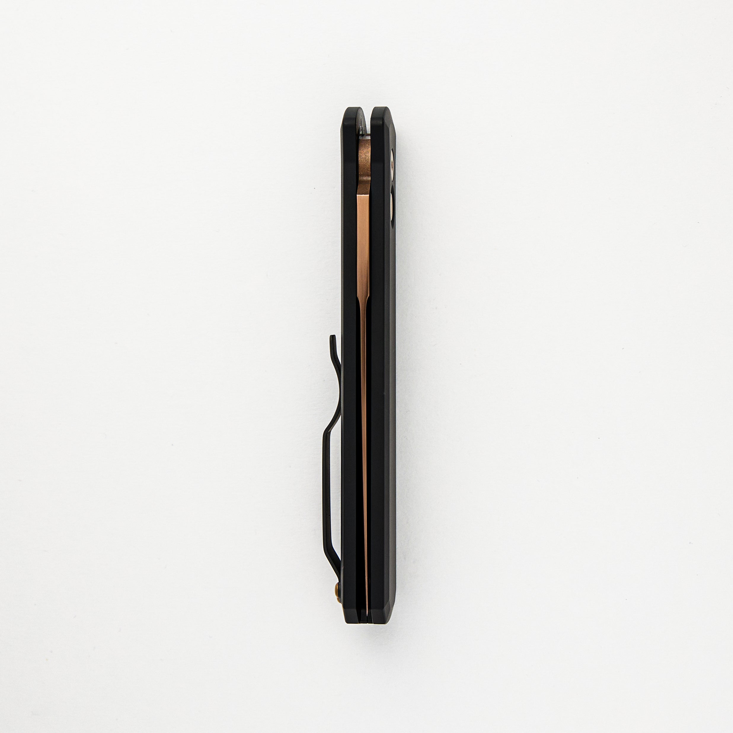 GODFATHER – Solid Black Handle – Rose Gold 154CM Plain Edge Blade 921-RG