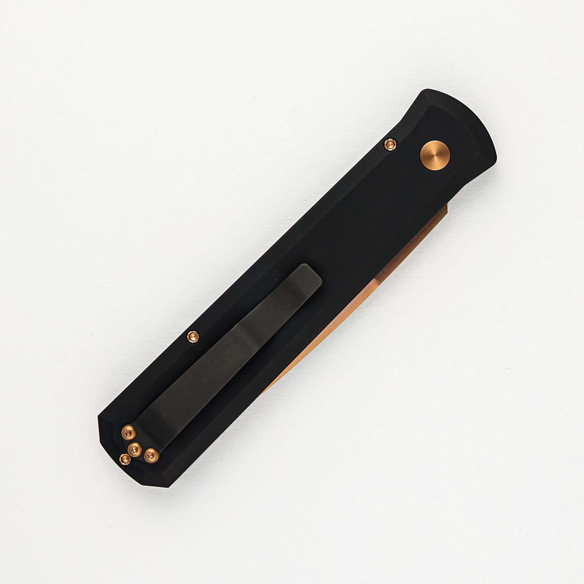 GODFATHER – Solid Black Handle – Rose Gold 154CM Plain Edge Blade 921-RG