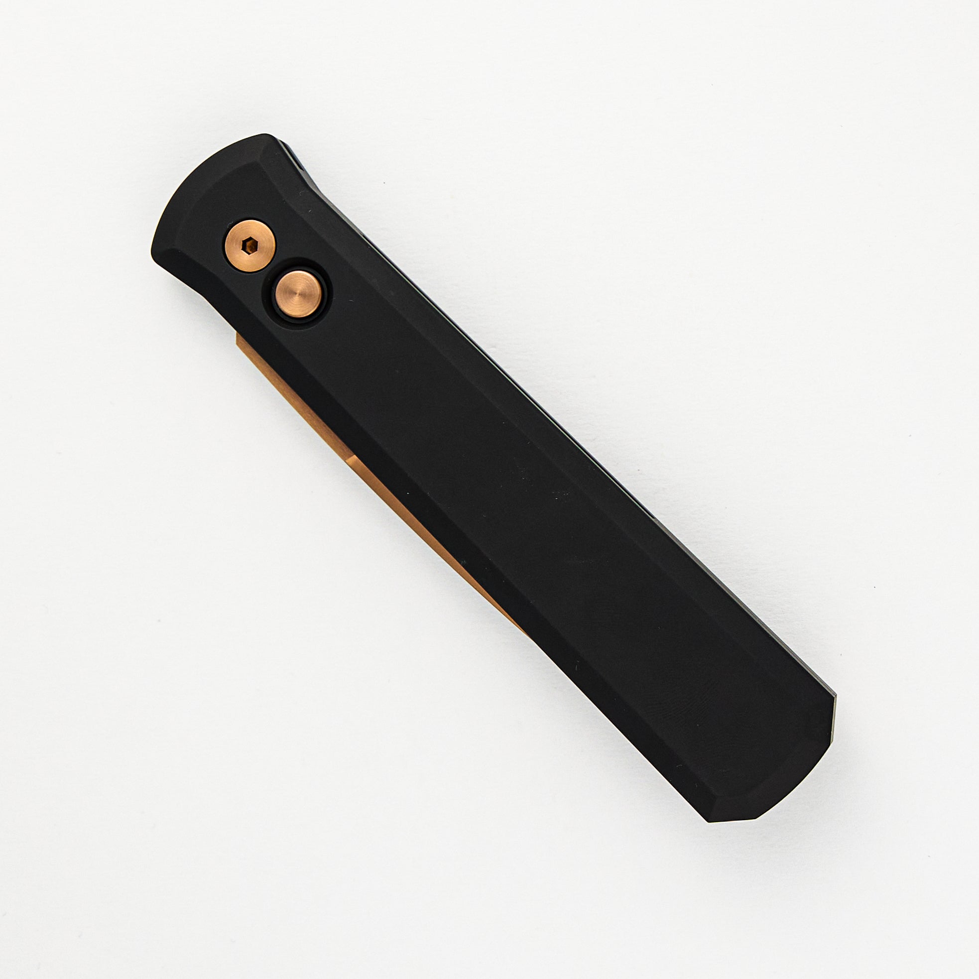 GODFATHER – Solid Black Handle – Rose Gold 154CM Plain Edge Blade 921-RG