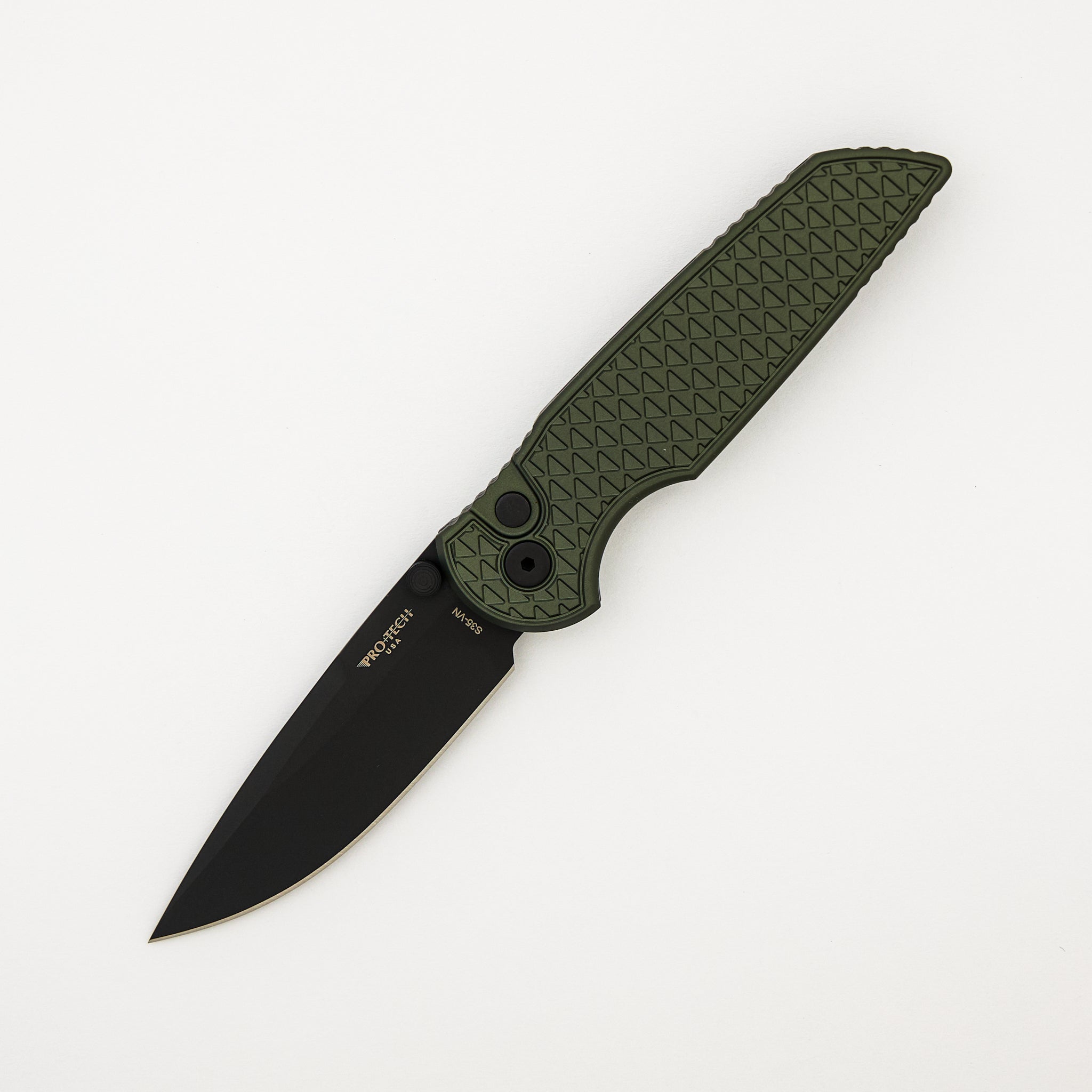 TR-3 Integrity - Green "Relic" Textured Handle - DLC Black S35VN Blade - INT106-GREEN