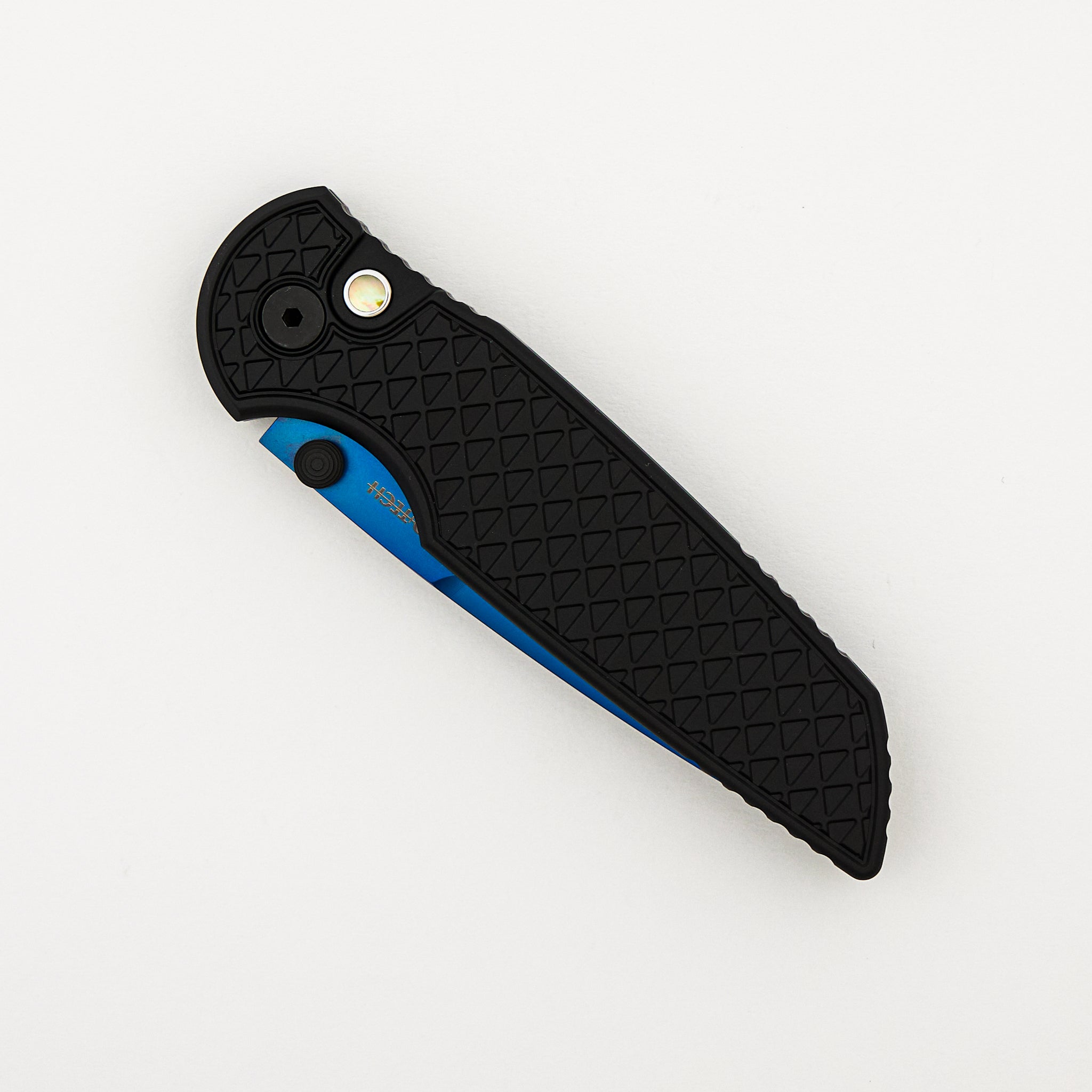TR-3 Integrity - Black "Relic" Textured Handle - Sapphire Blue S35VN Blade - INT106-SB