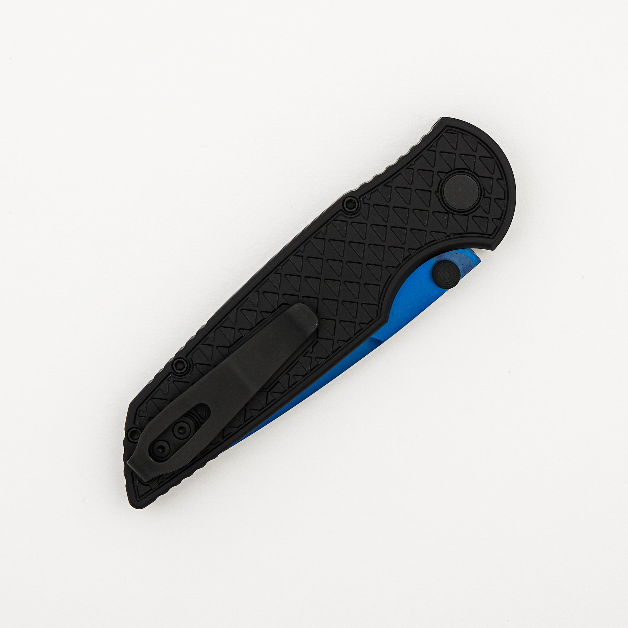 TR-3 Integrity - Black "Relic" Textured Handle - Sapphire Blue S35VN Blade - INT106-SB