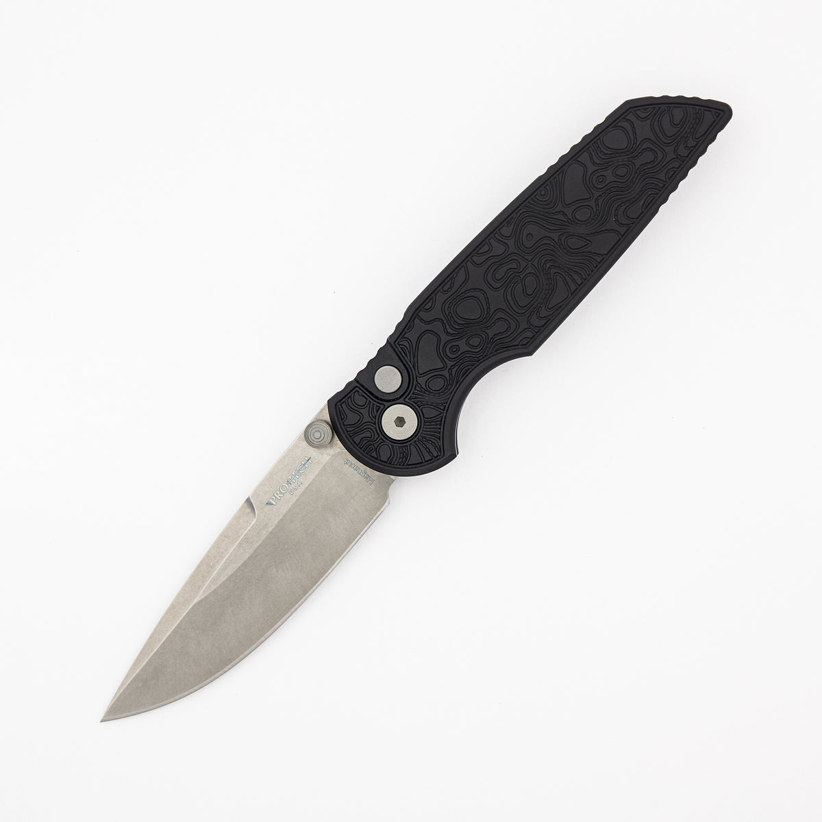 TR-3 Integrity - INT1105-TOPO - Black "TOPO" Texture Handle - Stonewash MagnaCut Blade