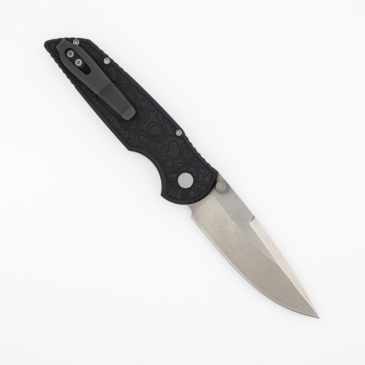 TR-3 Integrity - INT1105-TOPO - Black "TOPO" Texture Handle - Stonewash MagnaCut Blade