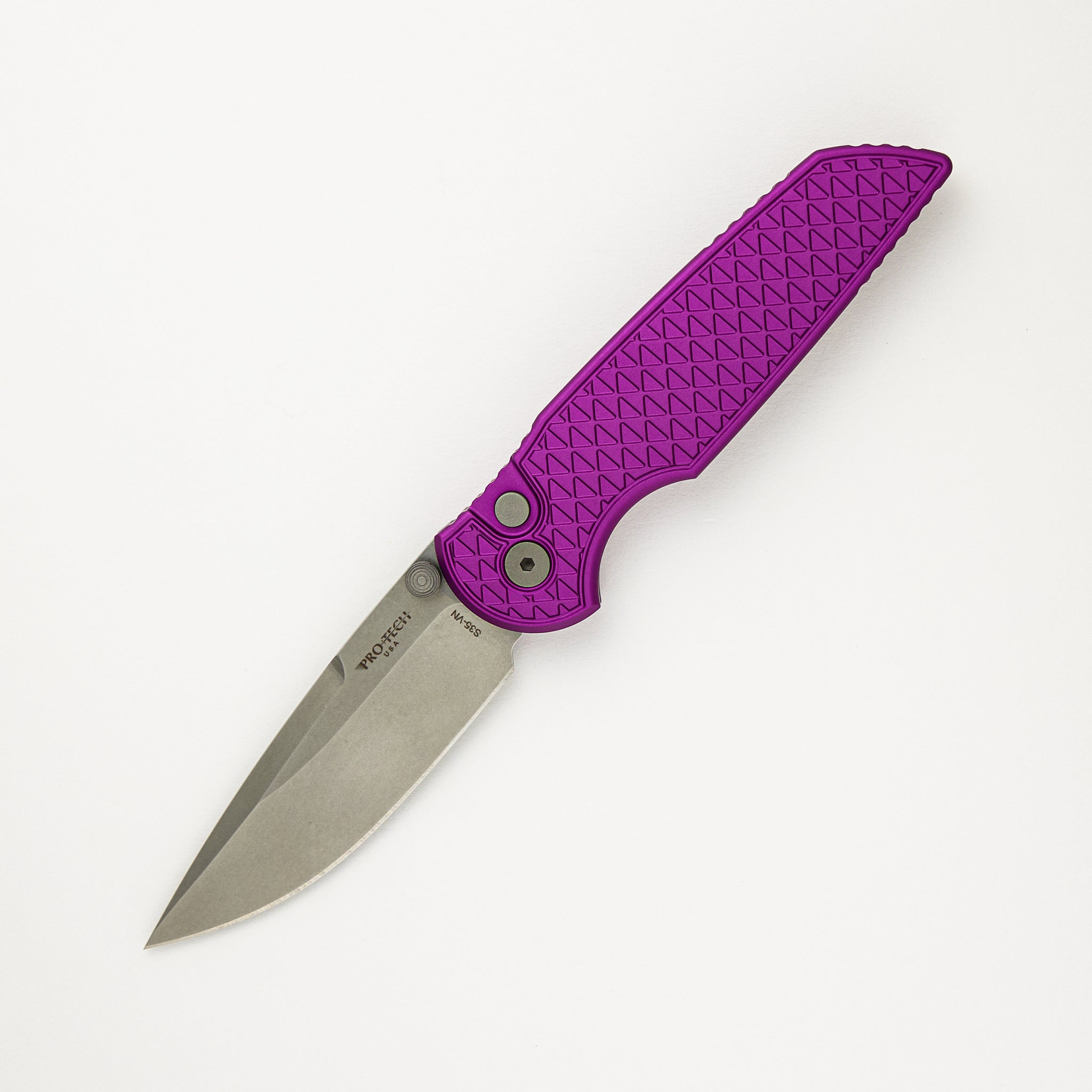 TR-3 Integrity - INT105-PURPLE - Purple "Relic" Textured Aluminum Handle - Stonewash S35VN Blade