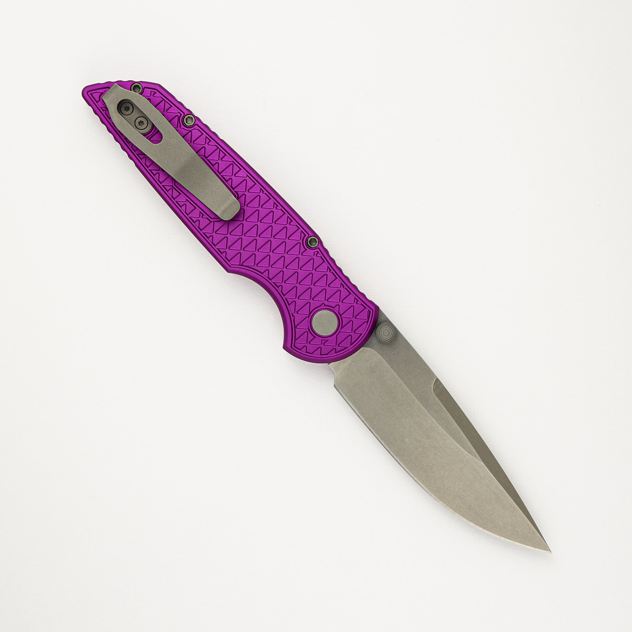 TR-3 Integrity - INT105-PURPLE - Purple "Relic" Textured Aluminum Handle - Stonewash S35VN Blade
