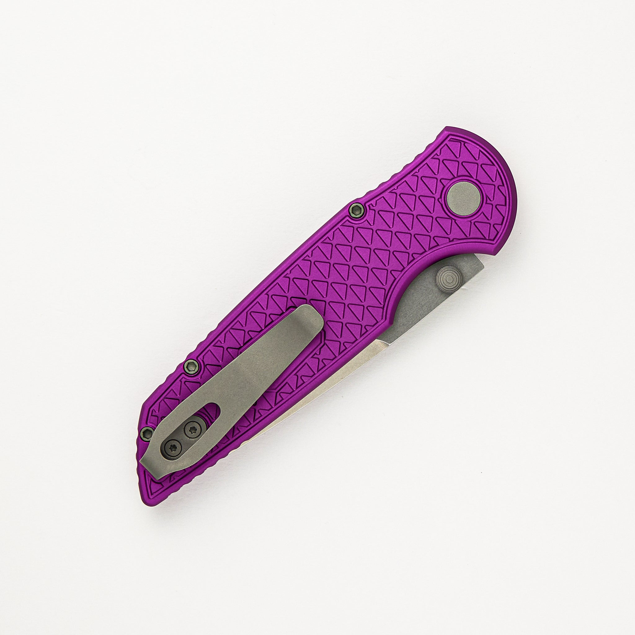 TR-3 Integrity - INT105-PURPLE - Purple "Relic" Textured Aluminum Handle - Stonewash S35VN Blade