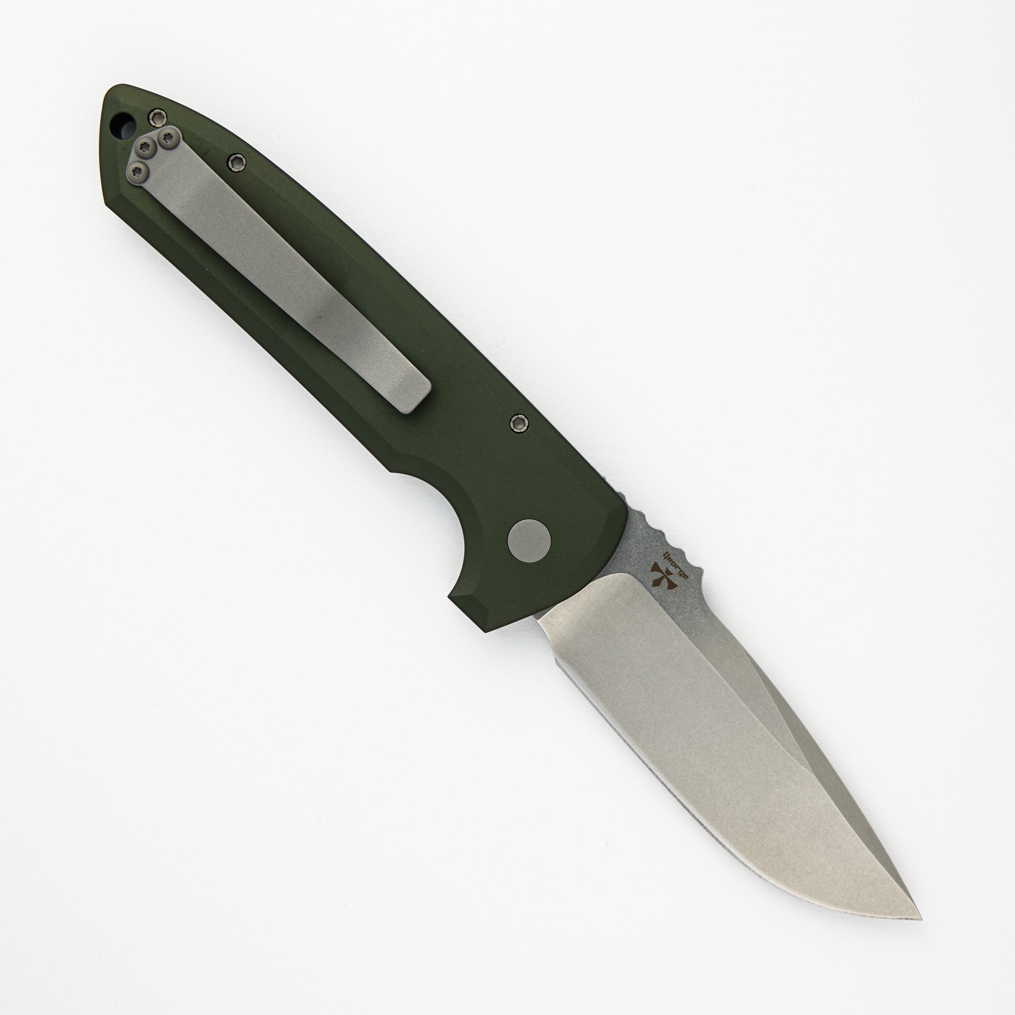 Rockeye Auto – Solid Green Handle – Stonewash CPM-S35VN Blade LG301-GREEN