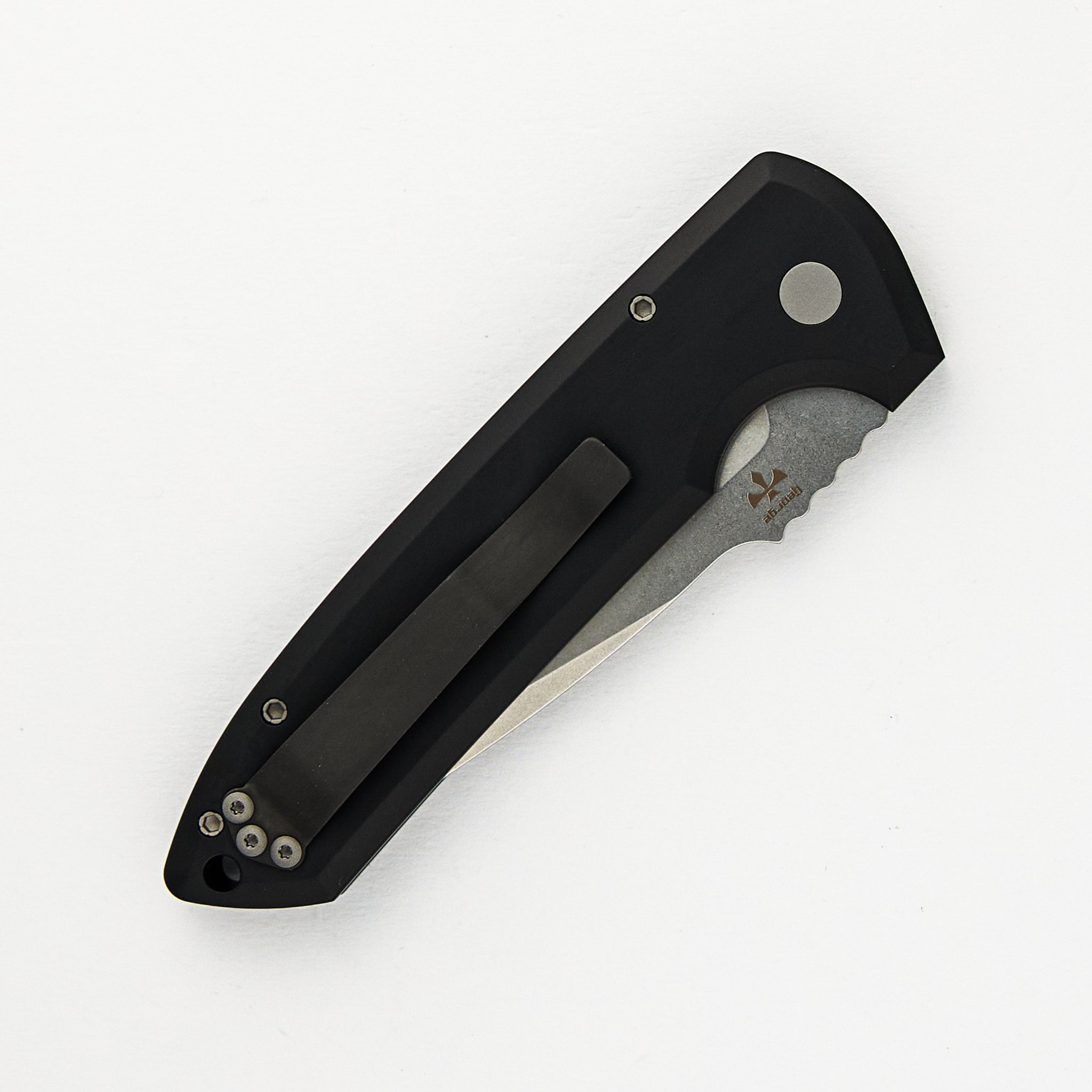 Rockeye Auto – Solid Black Handle – Stonewash CPM-S35VN Blade LG301