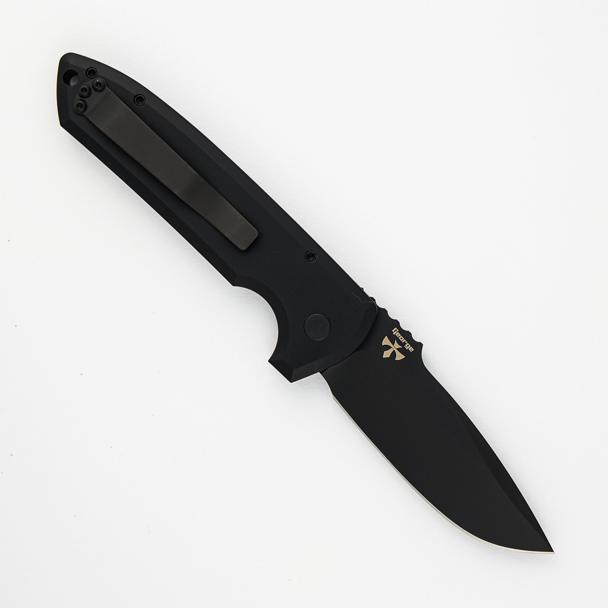Rockeye Auto – Solid Black Handle – DLC Black CPM-D2 Blade LG303-D2