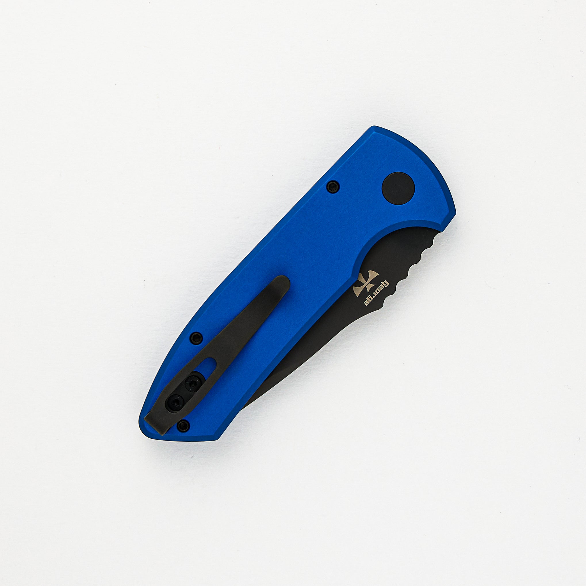 SBR – Smooth Blue Handle – Black S35VN Blade LG403-BLUE (Les George Design)