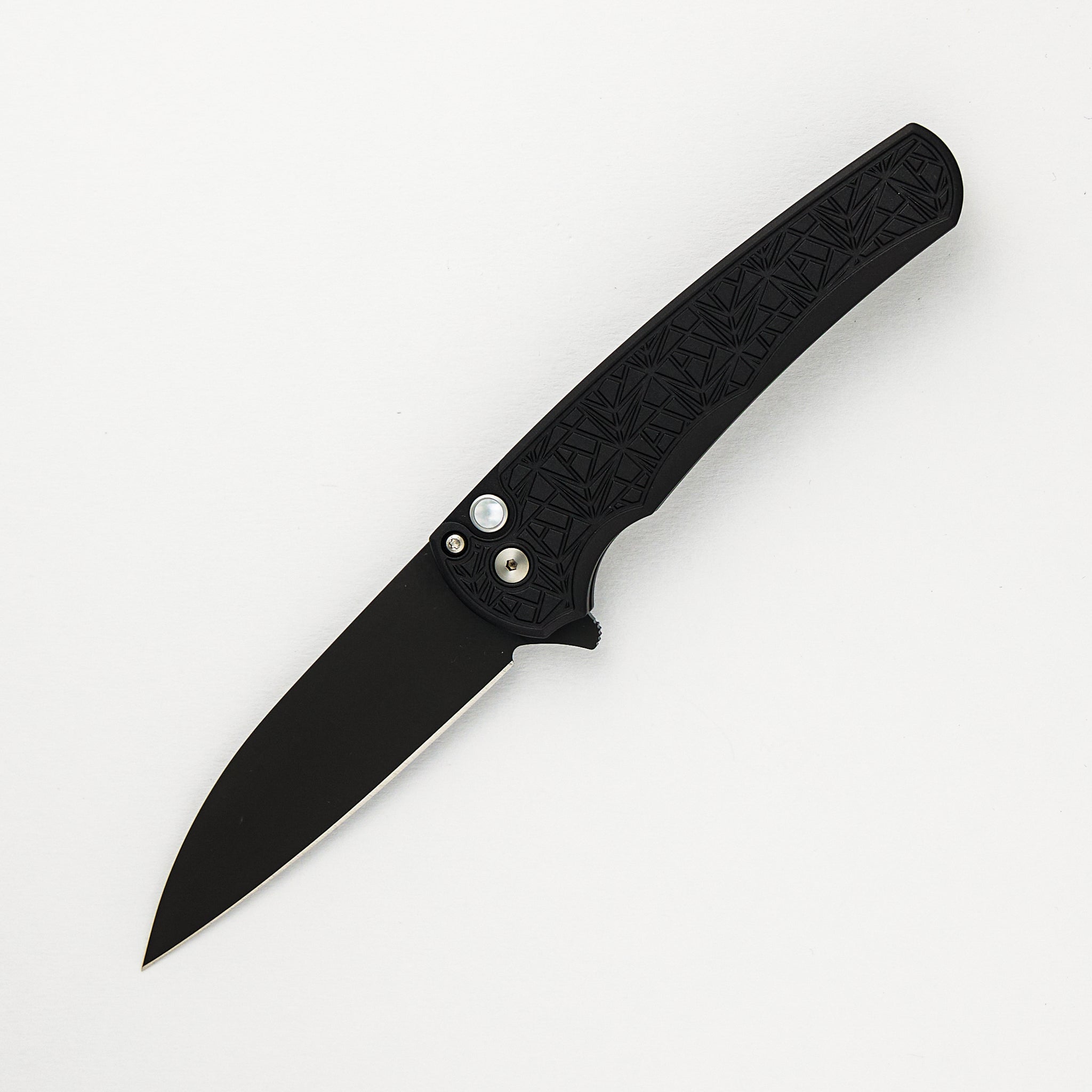 Malibu Flipper - Blade Show ATL 2024 - Black Handle W/ Nexus/Since 1999 Texture, MOP Button, DLC MagnaCut Wharncliffe Blade