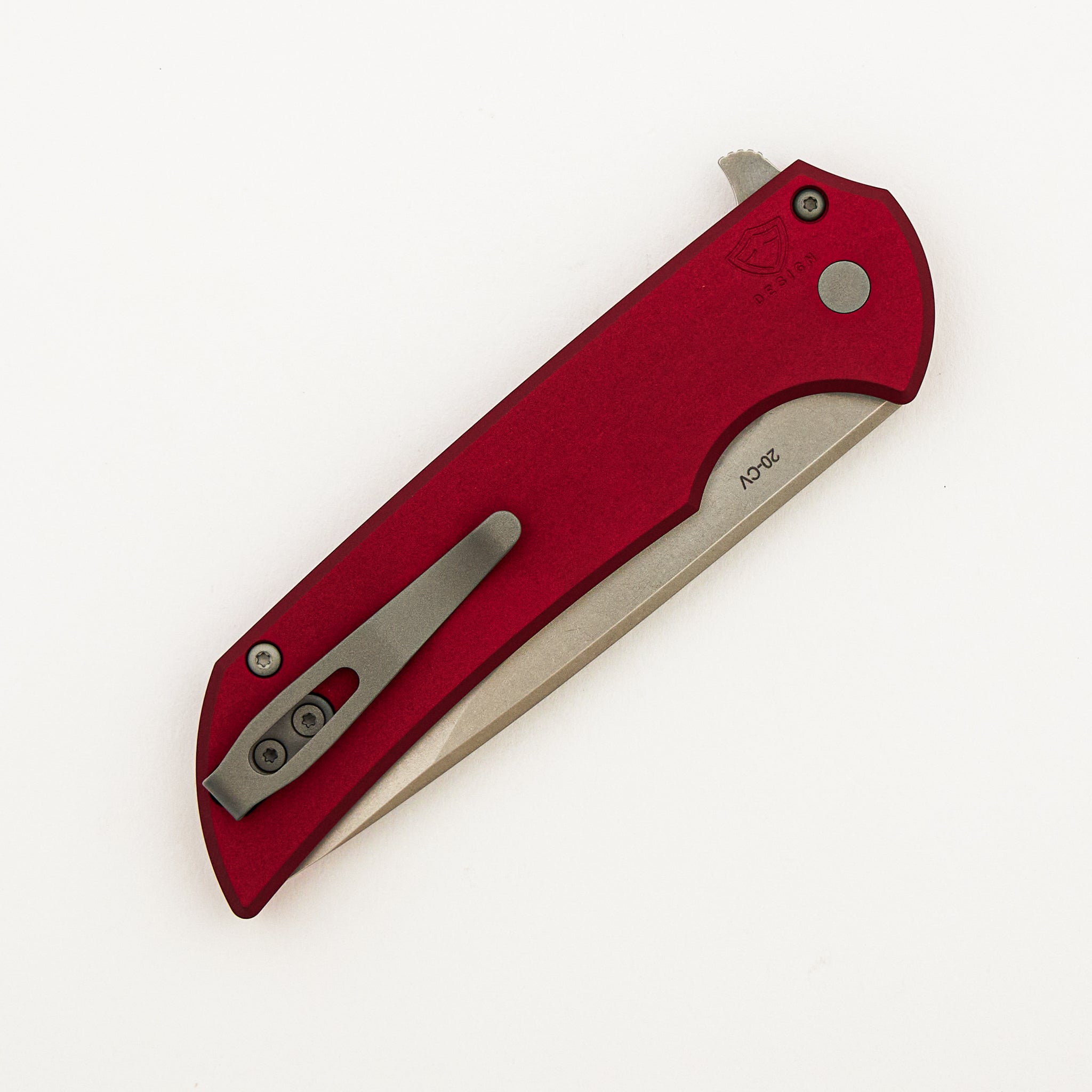 Mordax - MX101-RED - Solid Red Handle - Stonewash CPM-20CV Blade