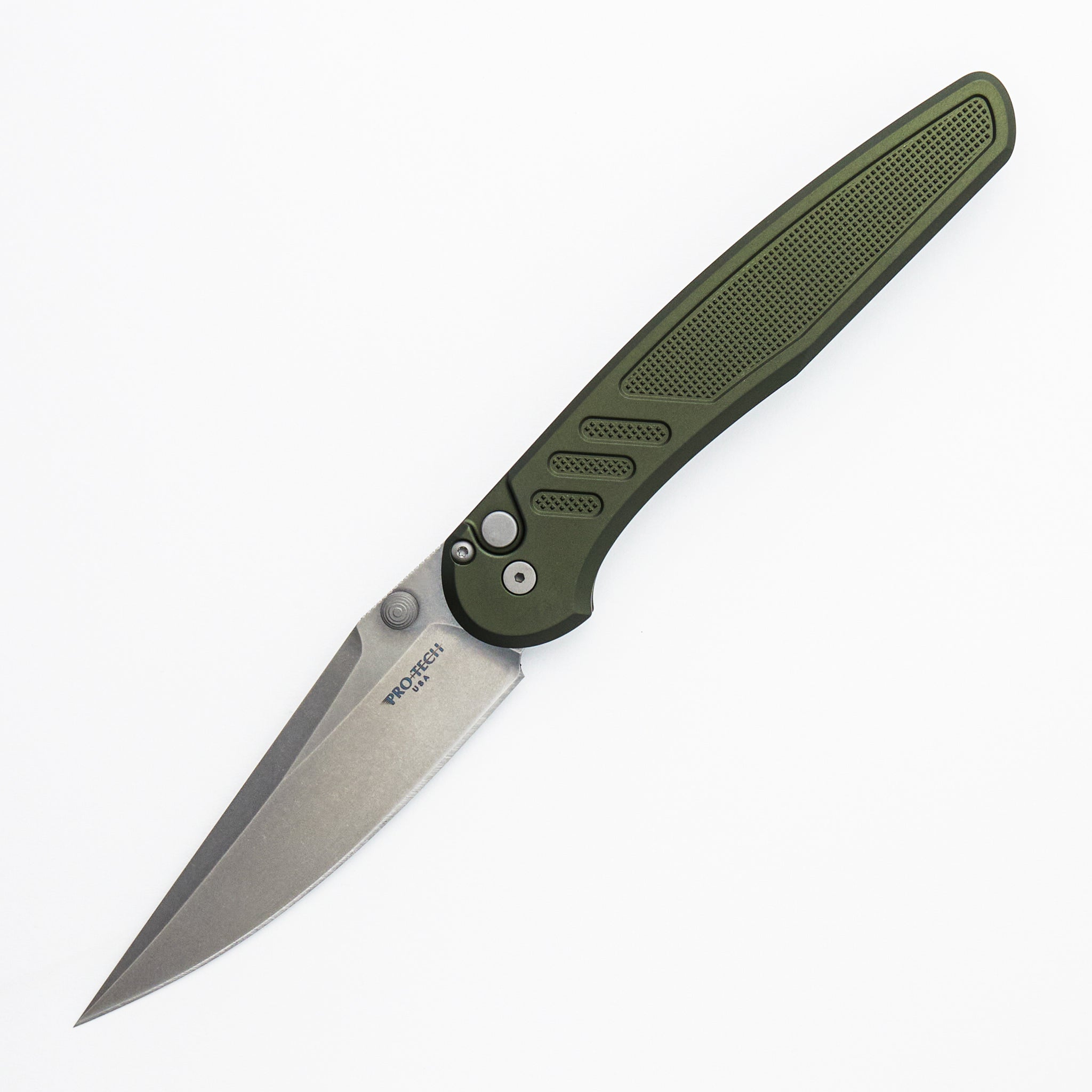 Avalon - PN1101-GREEN - Knurled Green Aluminum Handle - Stonewash MagnaCut Blade (Peace Neighbor Design)
