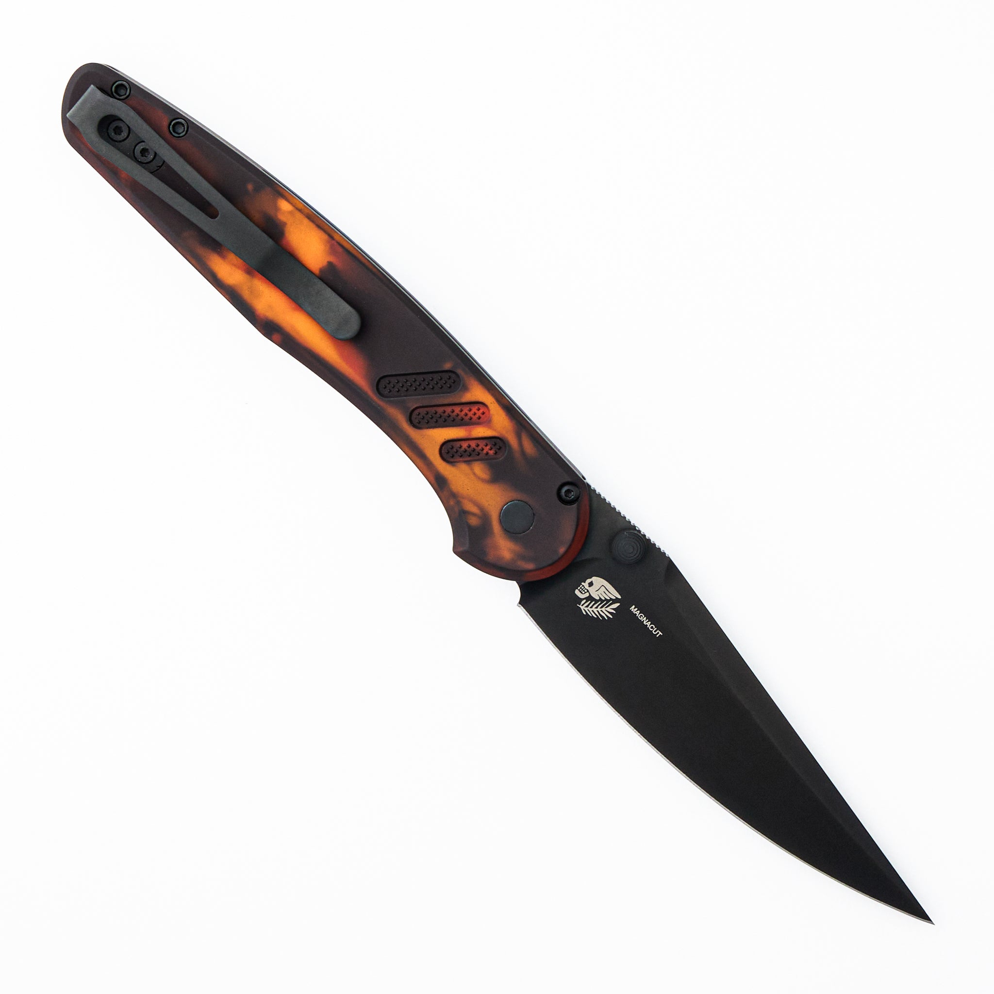 Avalon - PN1104-DF - Solid "Del Fuego" Anodized Handle - DLC Black MagnaCut Blade (Peace Neighbor Design)