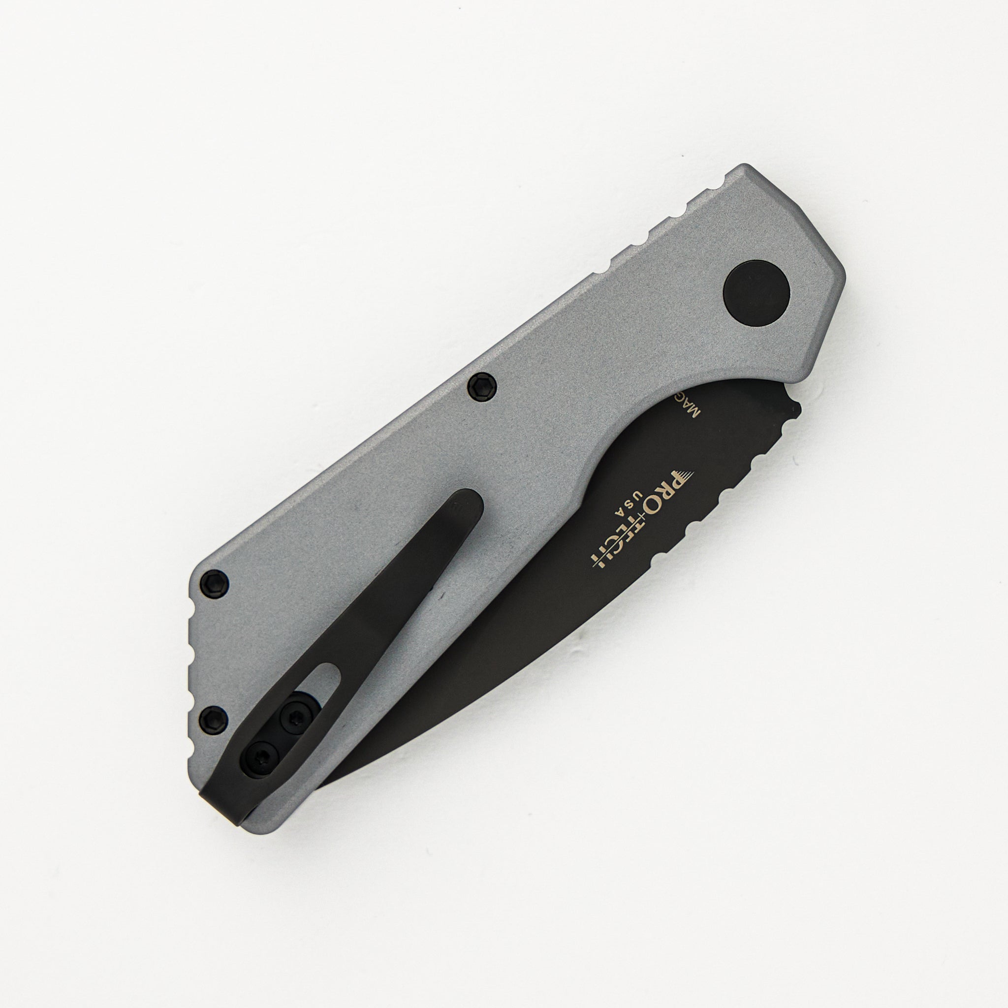 Strider PT+ Auto PT203-GREY – Grey Aluminum Handle - DLC Black MagnaCut Blade